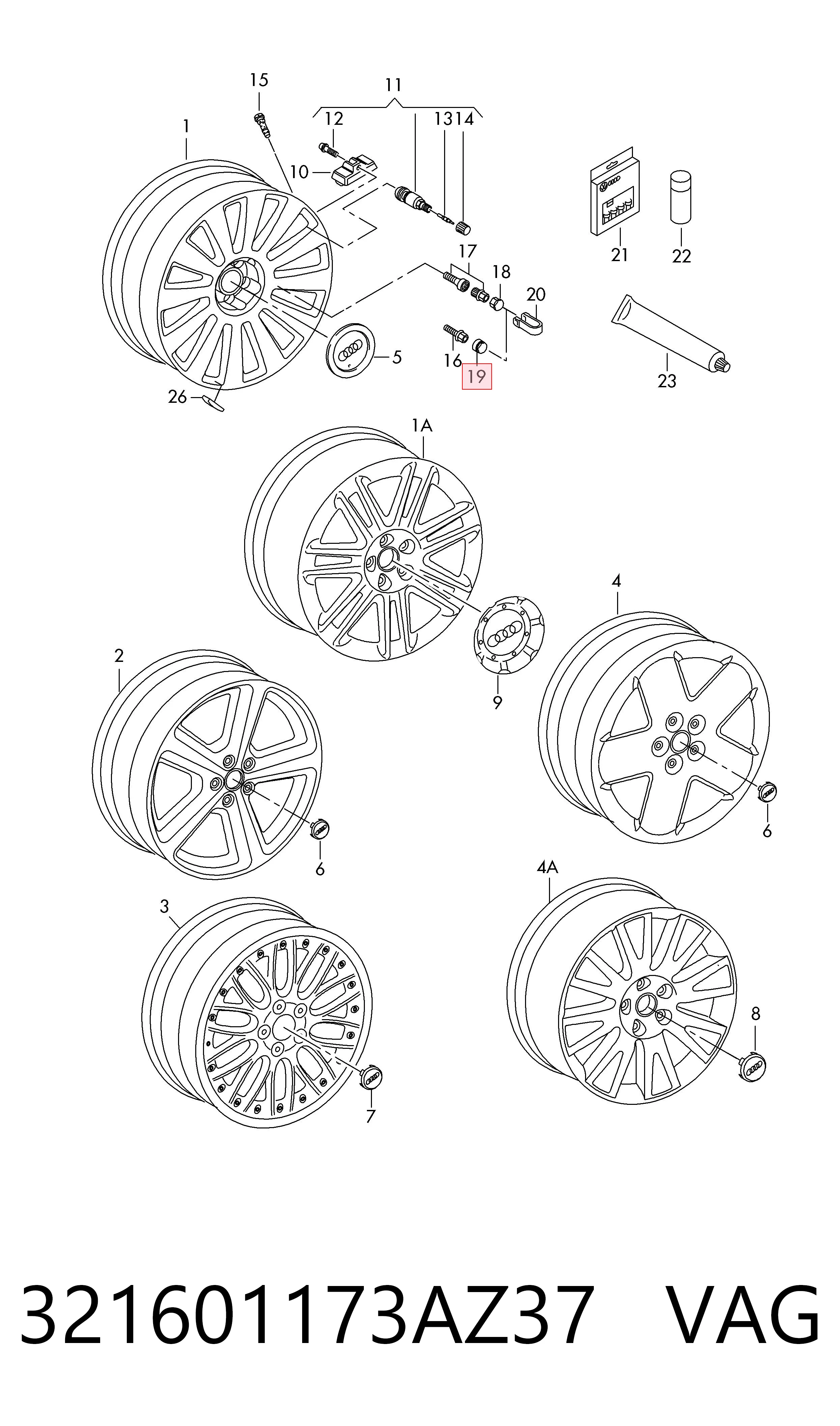 Calota de parafuso de roda VAG 321601173AZ37 preço, a partir de 2,38 USD