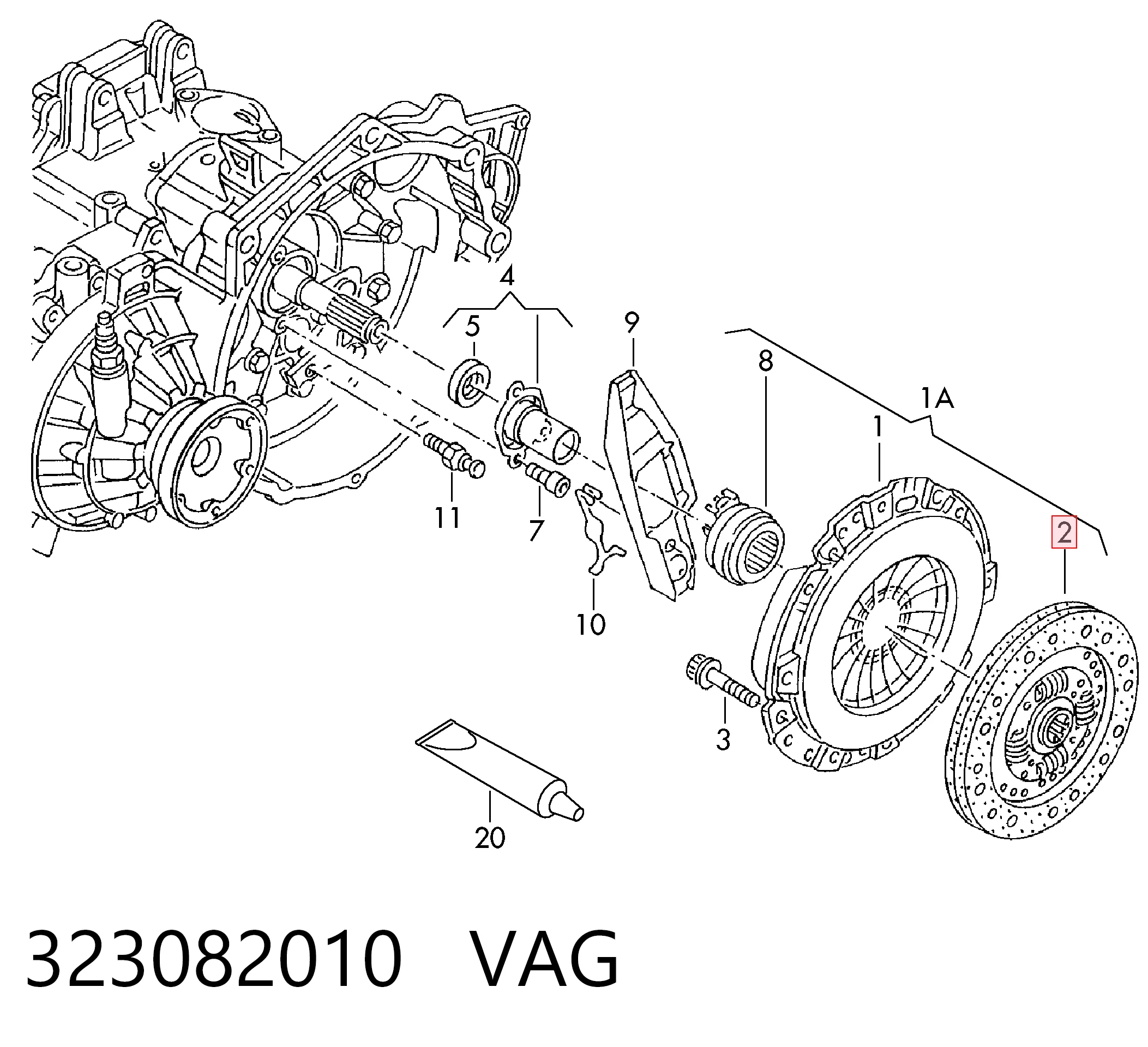 Disco de embraiagem Volkswagen Caddy IV SAB, SAJ