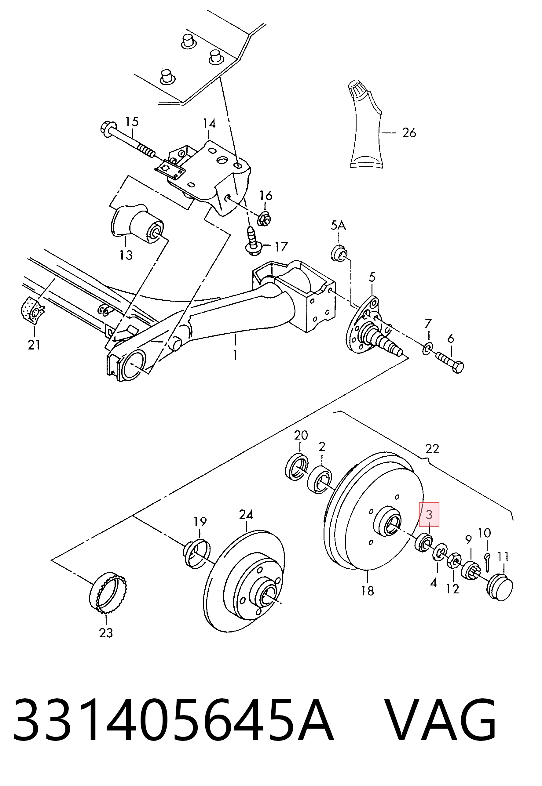 Rolamento externo de cubo traseiro para Audi 80 B3 89, 89Q, 8A