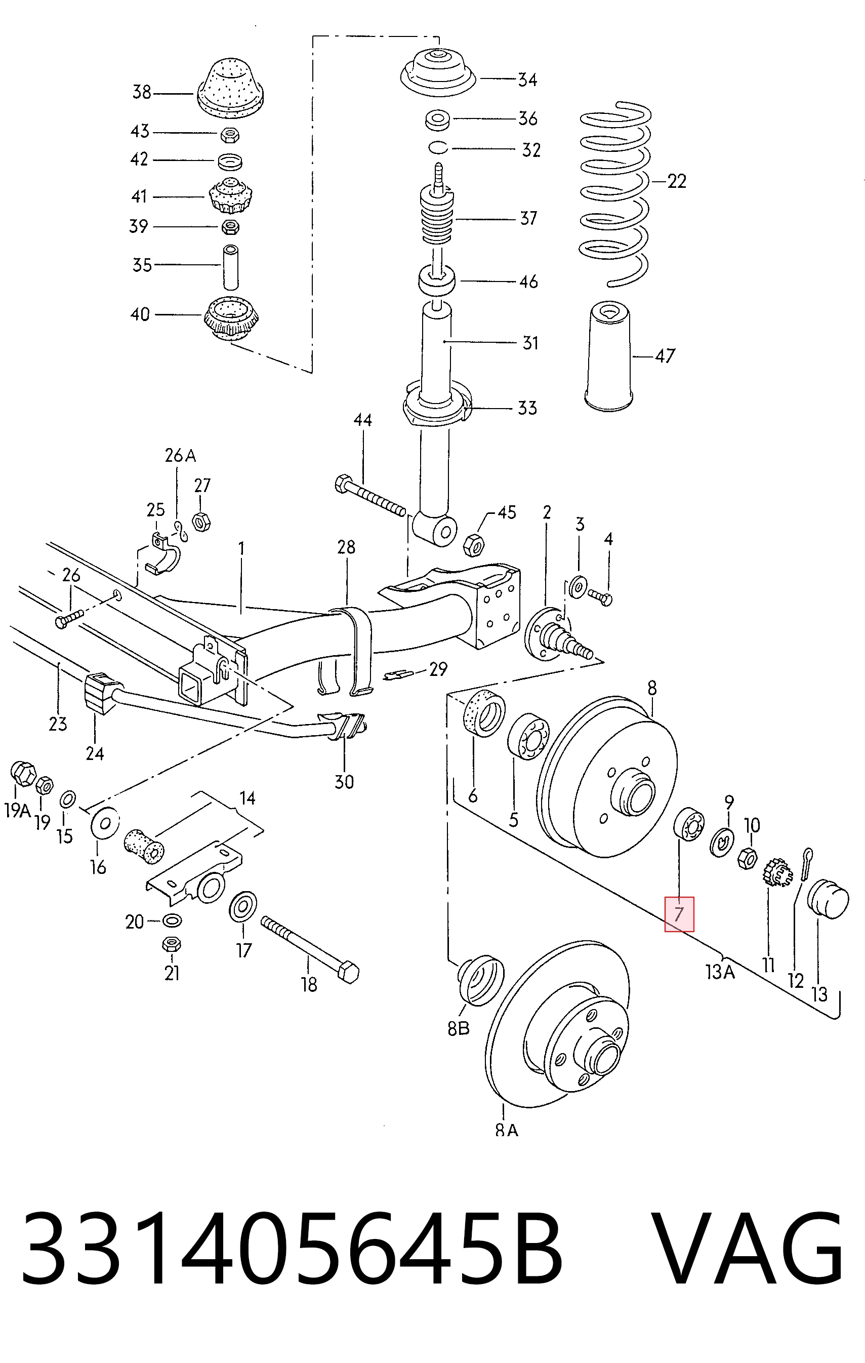 Rolamento externo de cubo traseiro Audi 80 B3 89, 89Q, 8A