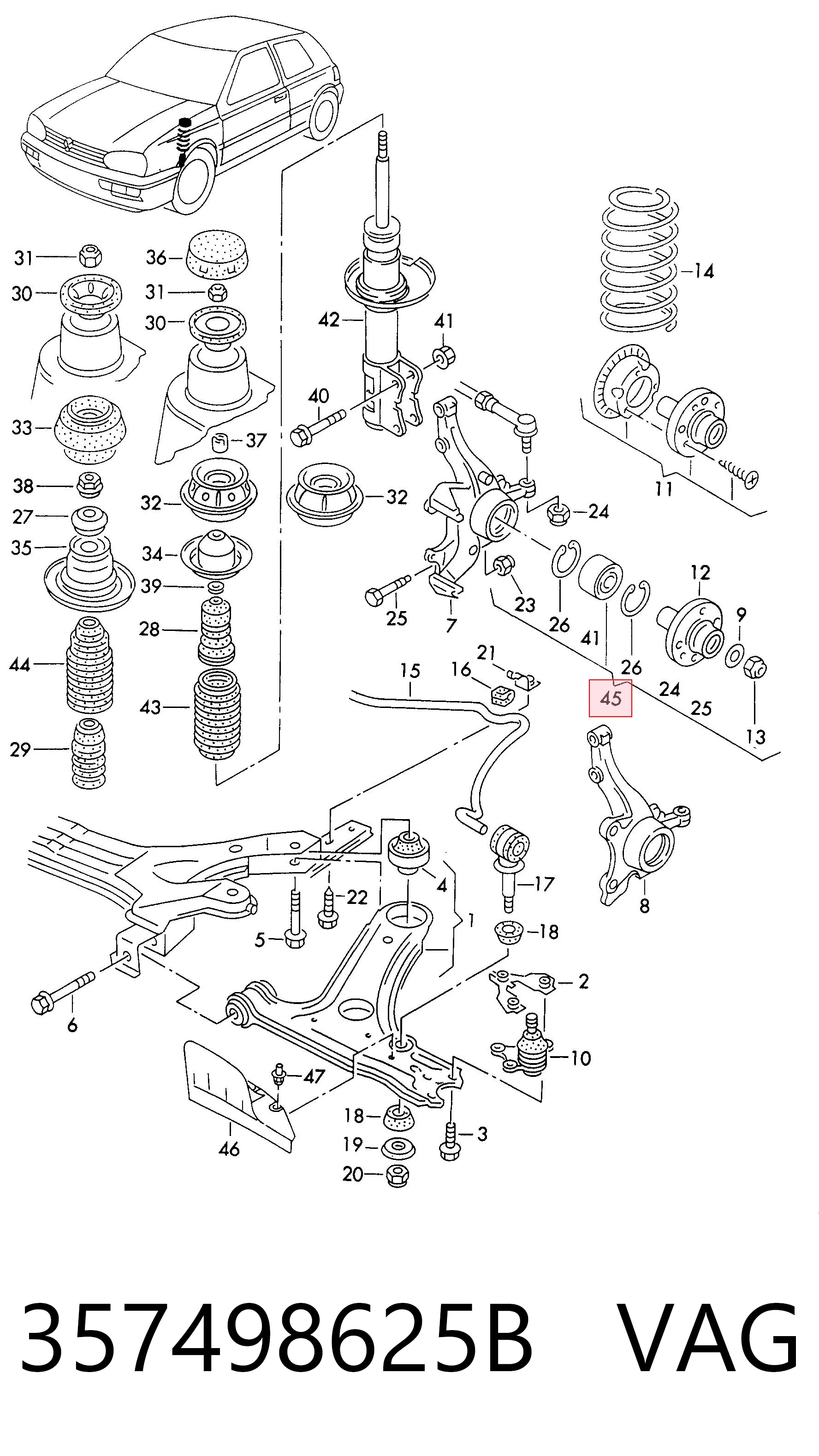Rolamento de cubo dianteiro Volkswagen Polo III 6KV2 ao melhor preço