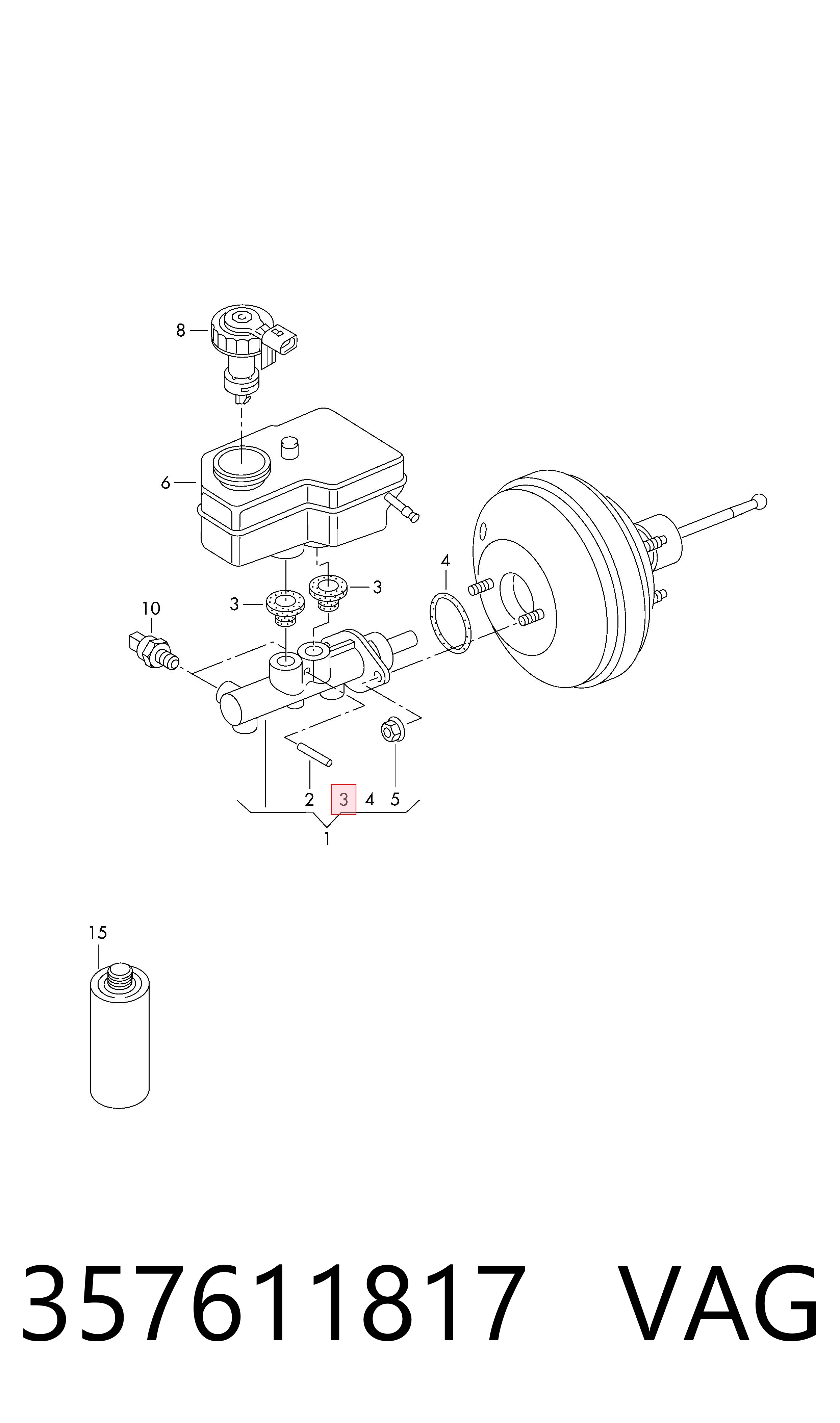  Kit de reparação de cilindro mestre do freio Volkswagen Caddy III carrinha (2KB, 2KJ, 2CB, 2CJ) (2004 - 2015) III