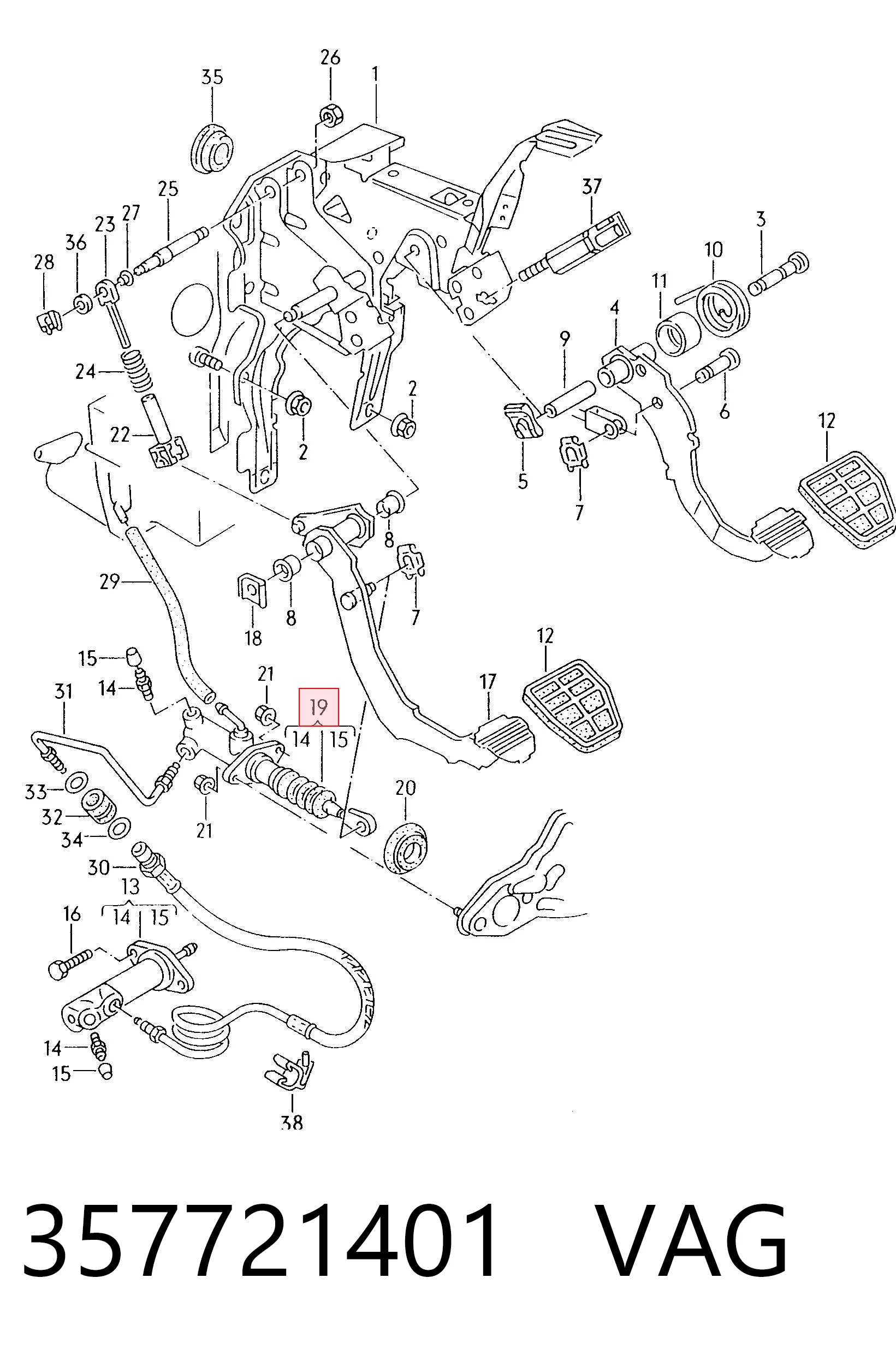 Cilindro mestre de embraiagem Volkswagen Passat  3A2, 351, 312 ao melhor preço