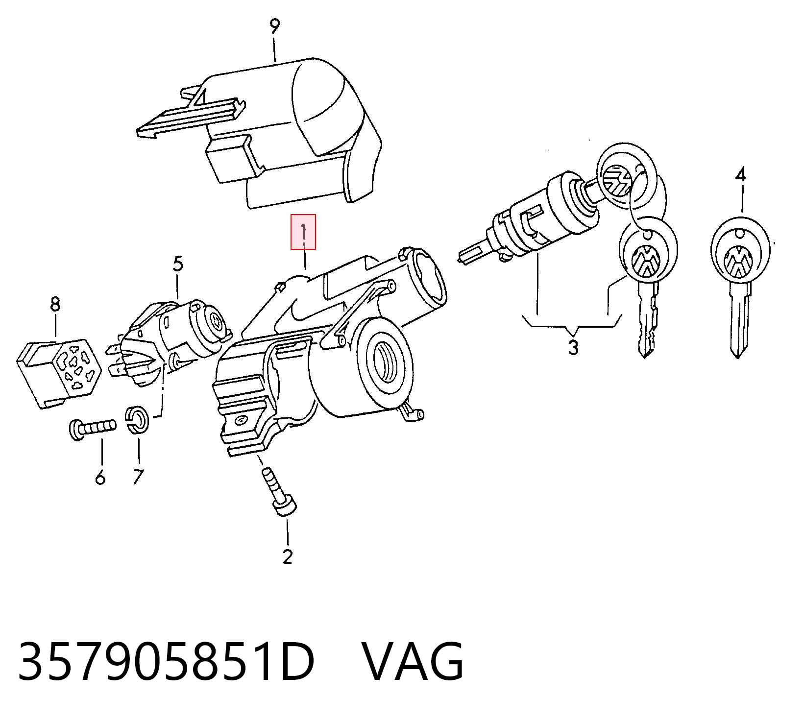 357905851D VAG Fecho de ignição