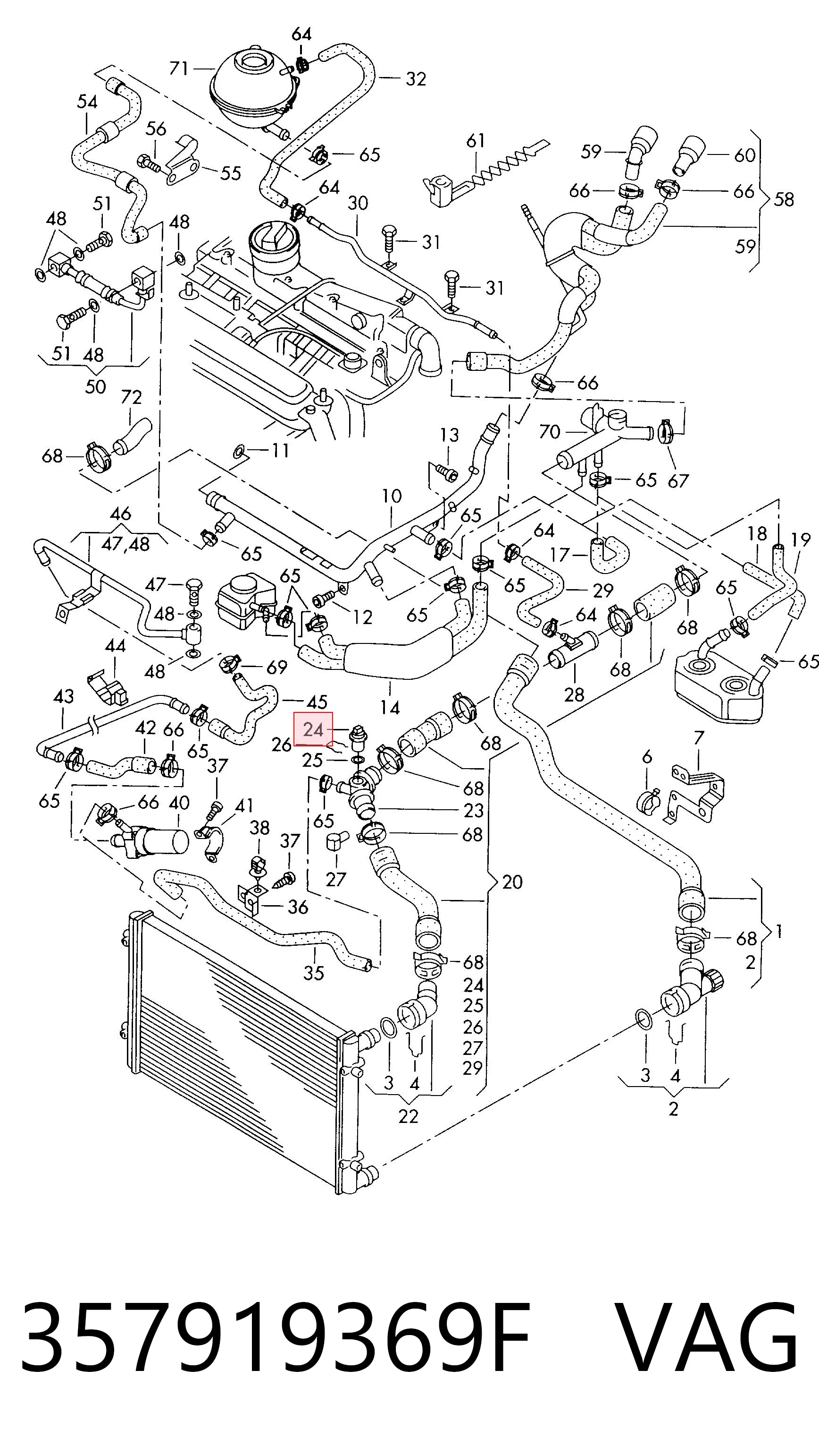 357919369F VAG Sensor de temperatura do fluido de esfriamento (de ativação de ventilador do radiador)