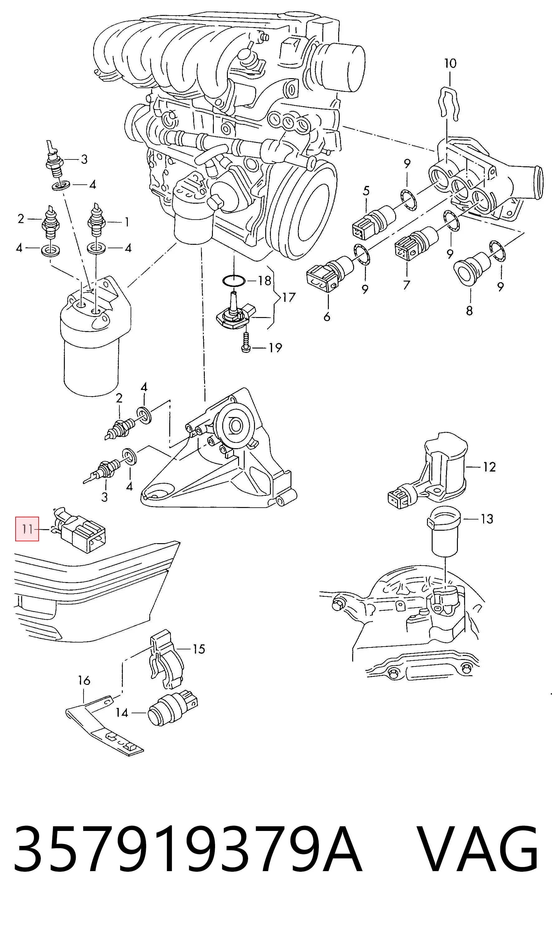 357919379A VAG Sensor de temperatura do meio ambiente