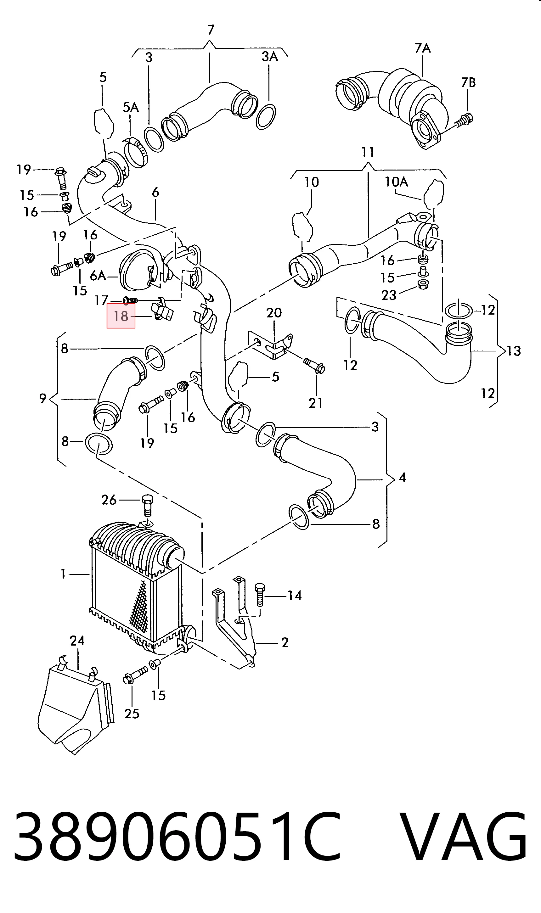 38906051C VAG Sensor de pressão de supercompressão