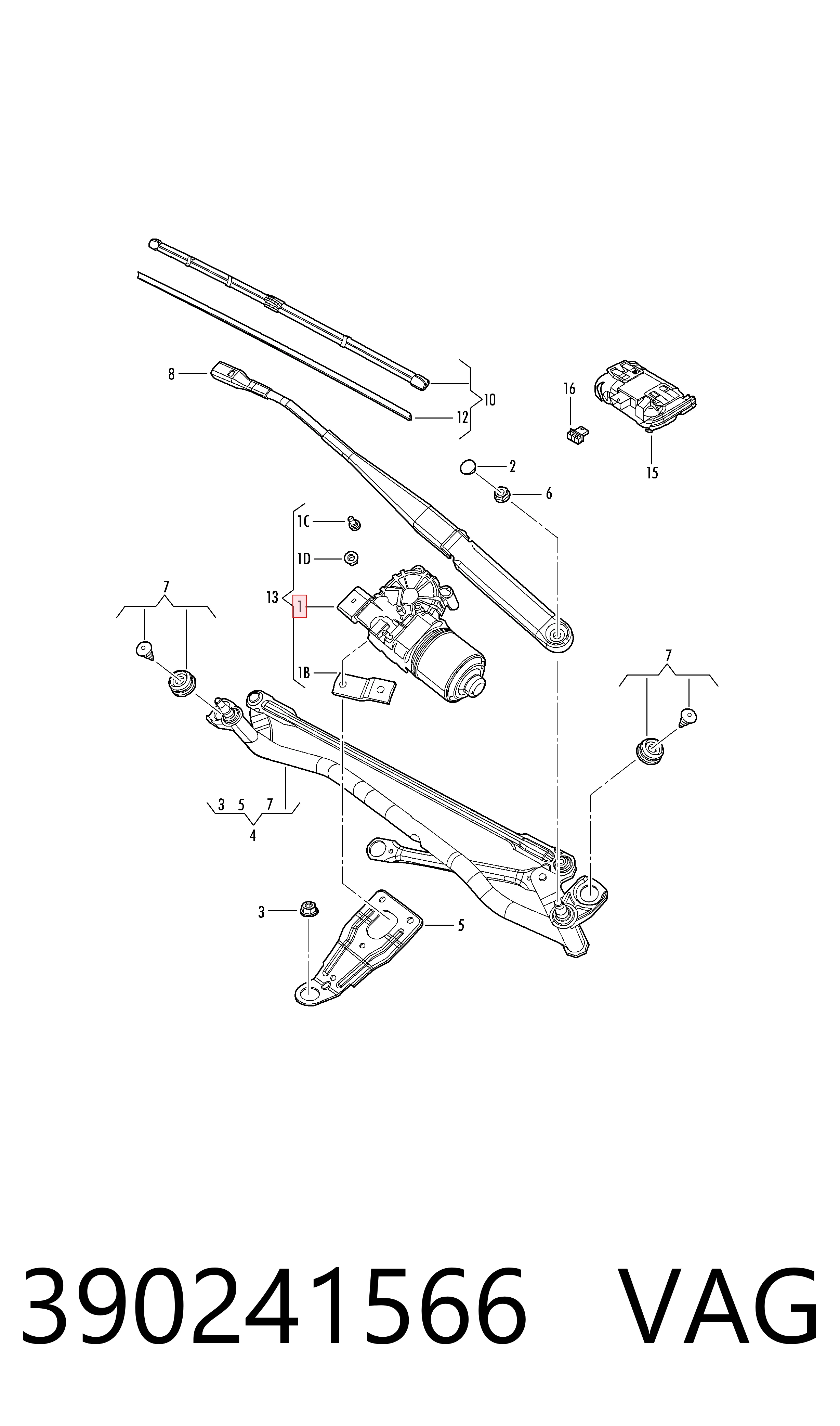 Motor de limpador pára-brisas do pára-brisas para Volkswagen Jetta VI 162, 163, AV3, AV2, AY2, AY3