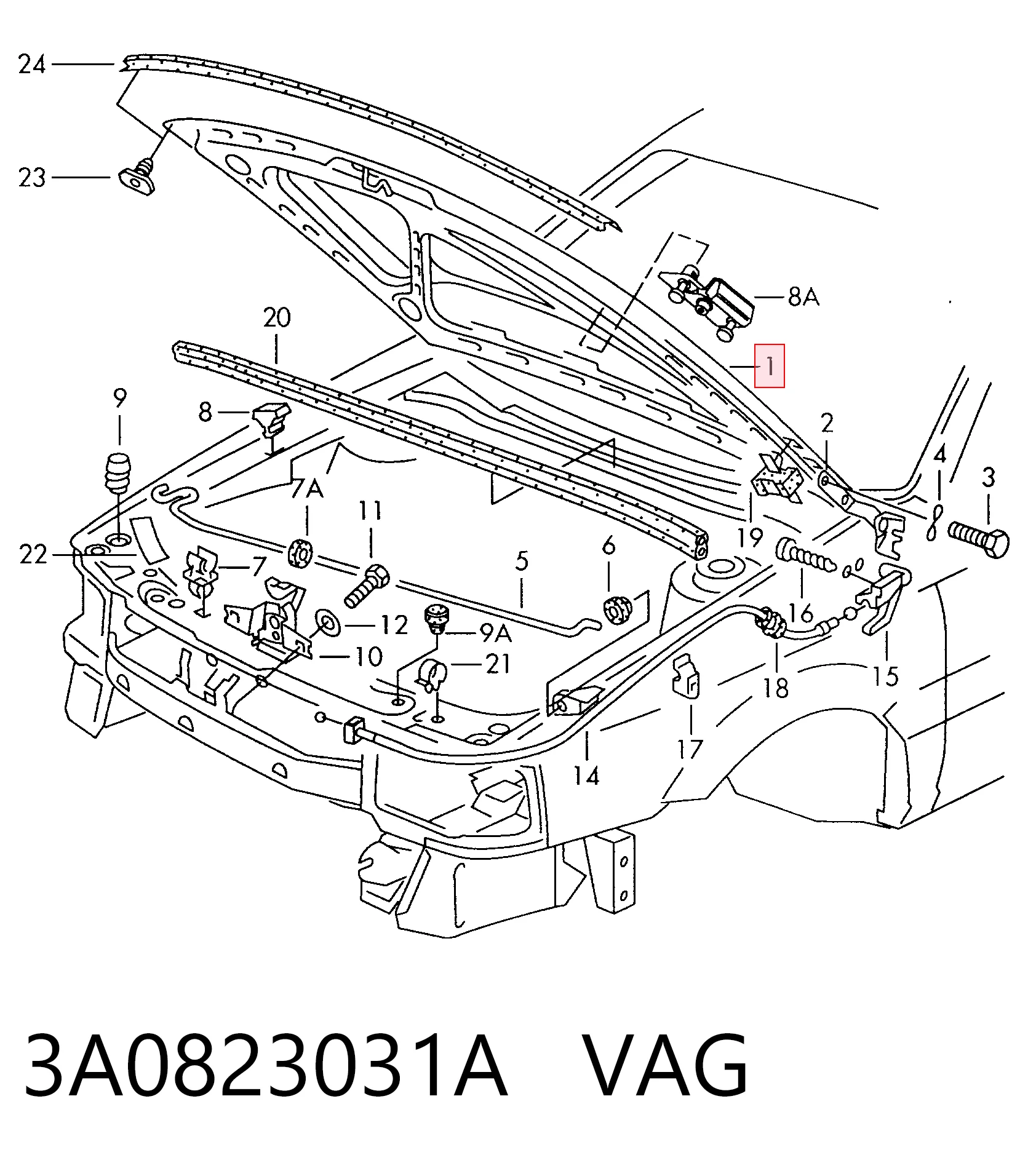 Capota para Volkswagen Passat B3, B4 3A2, 351, 312