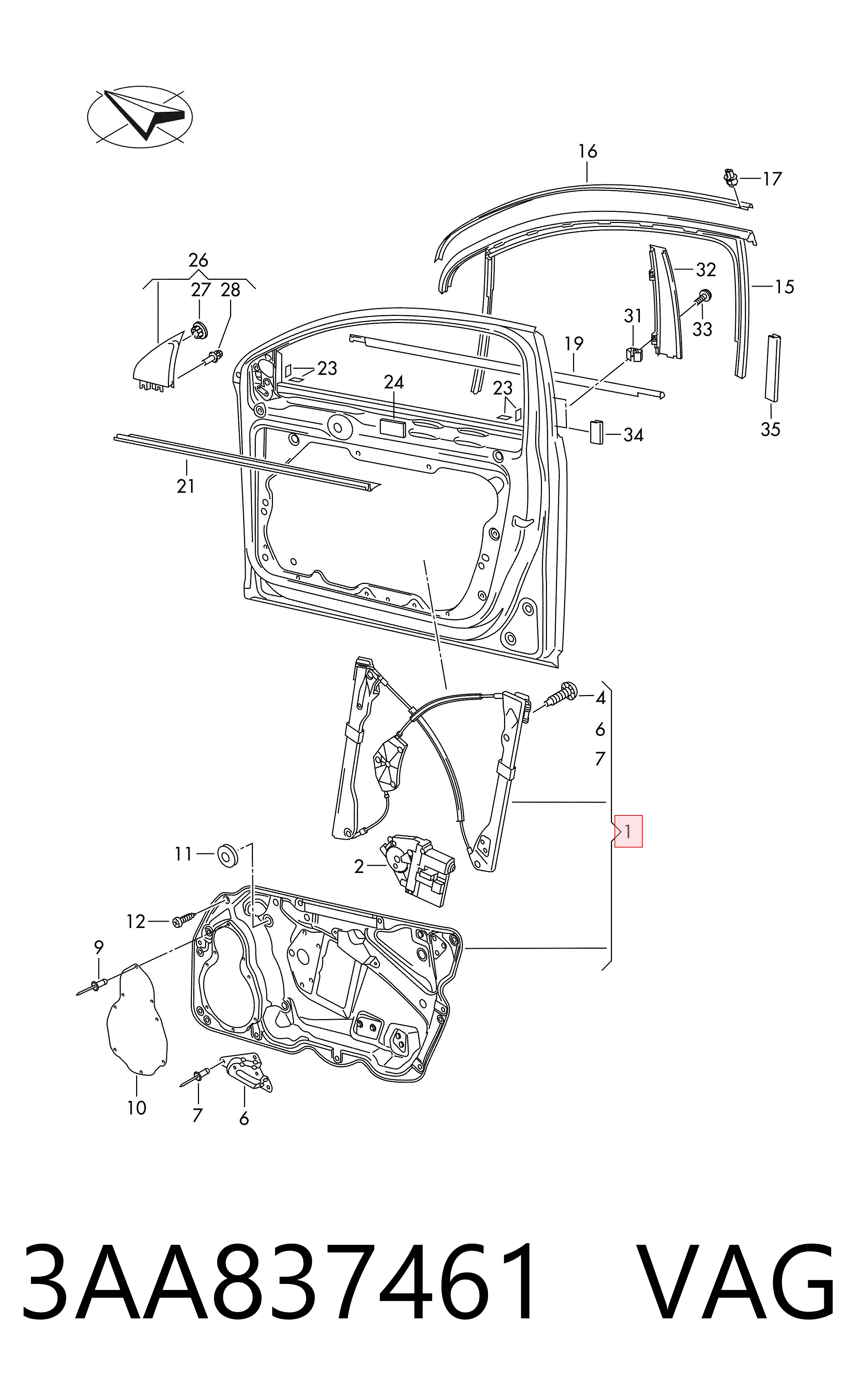Mecanismo de acionamento de vidro da porta dianteira esquerda para Volkswagen Passat 365