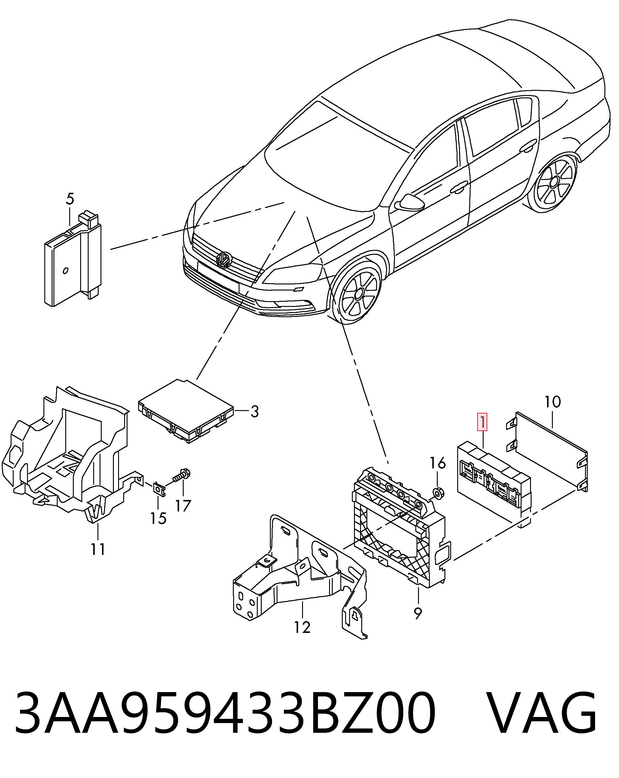 Unidade de conforto para Volkswagen Passat B7 365