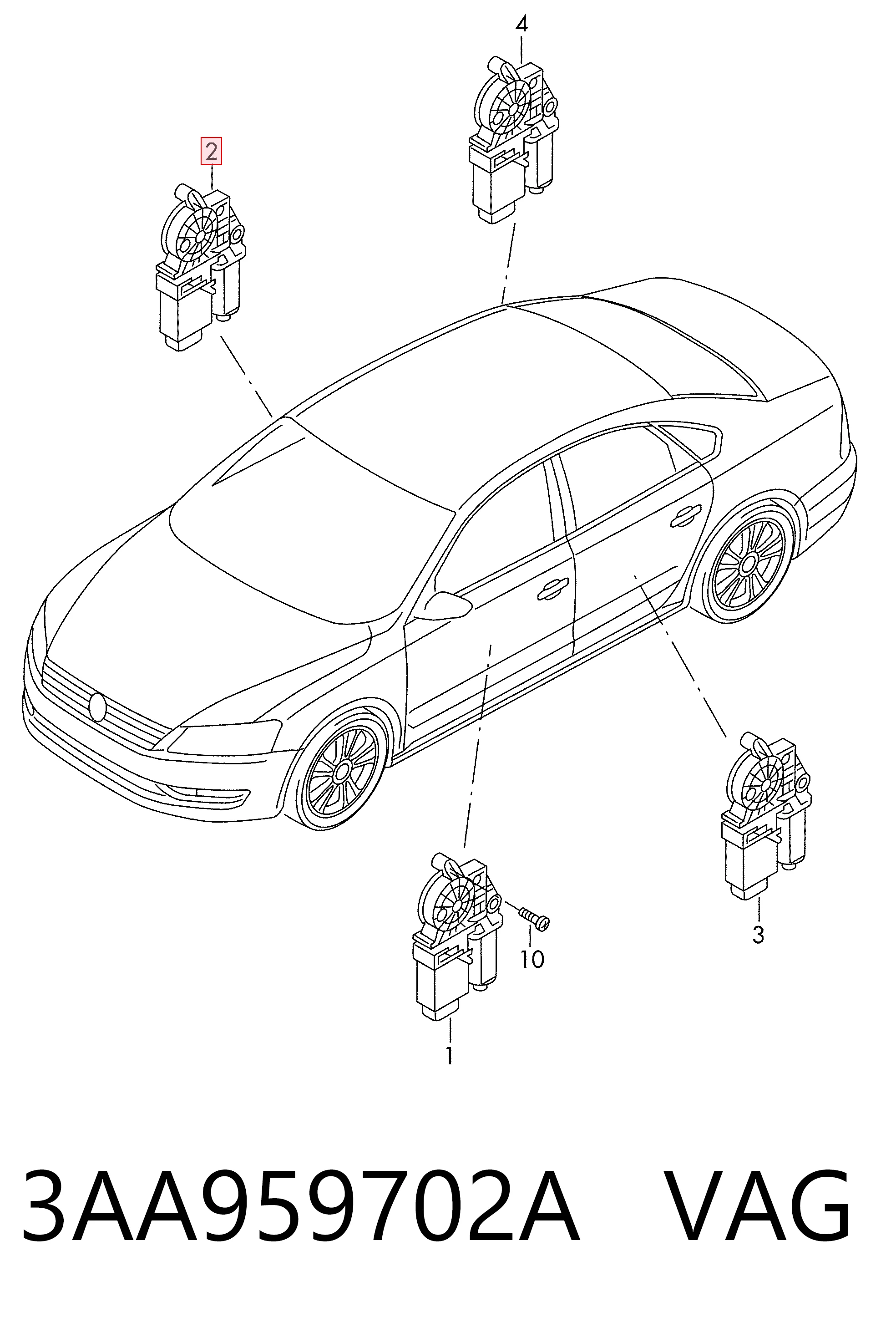 3AA959702A VAG Motor de acionamento de vidro da porta dianteira direita