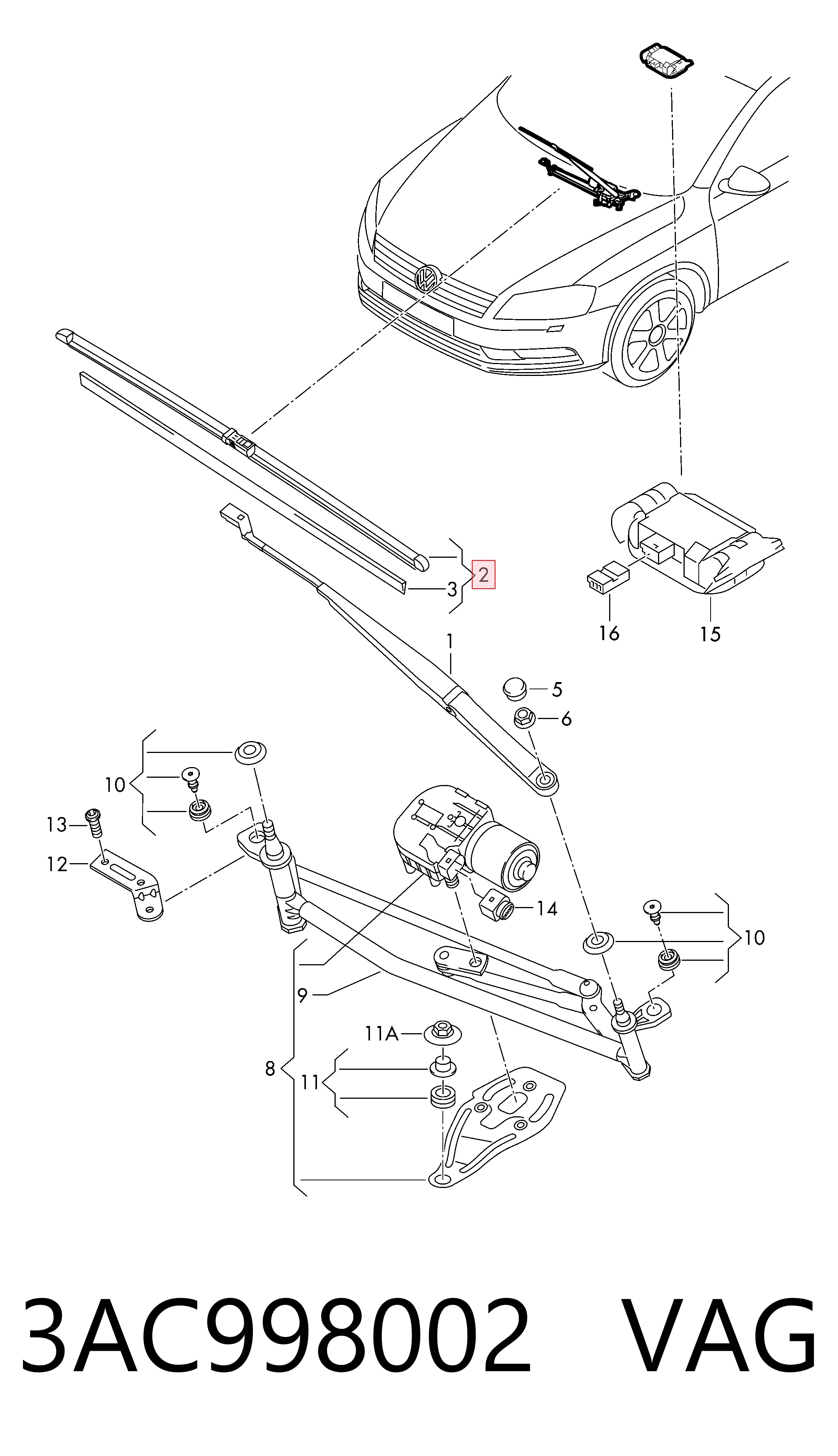 Limpa-pára-brisas do pára-brisas de condutor para Tesla Model 3 5YJ3