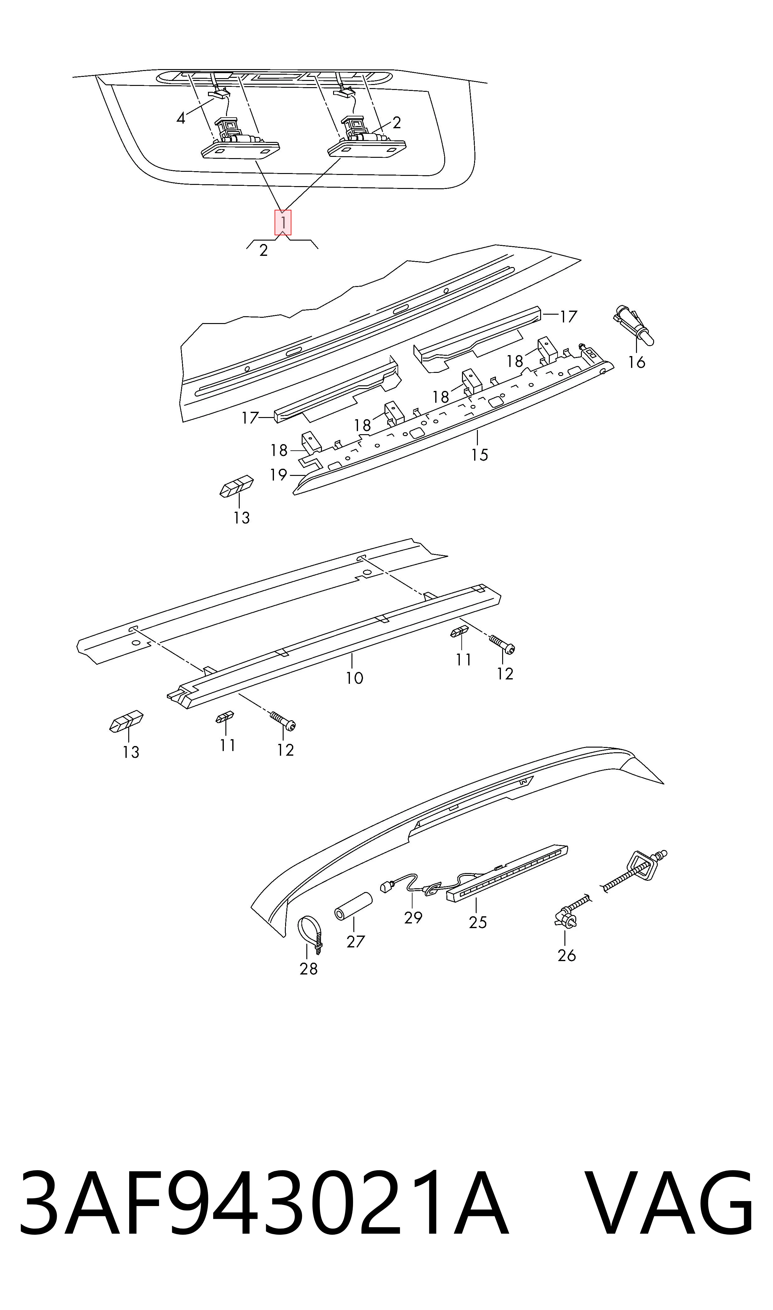 Lanterna da luz de fundo de matrícula traseira VAG 3AF943021A preço, a partir de 28,19 USD