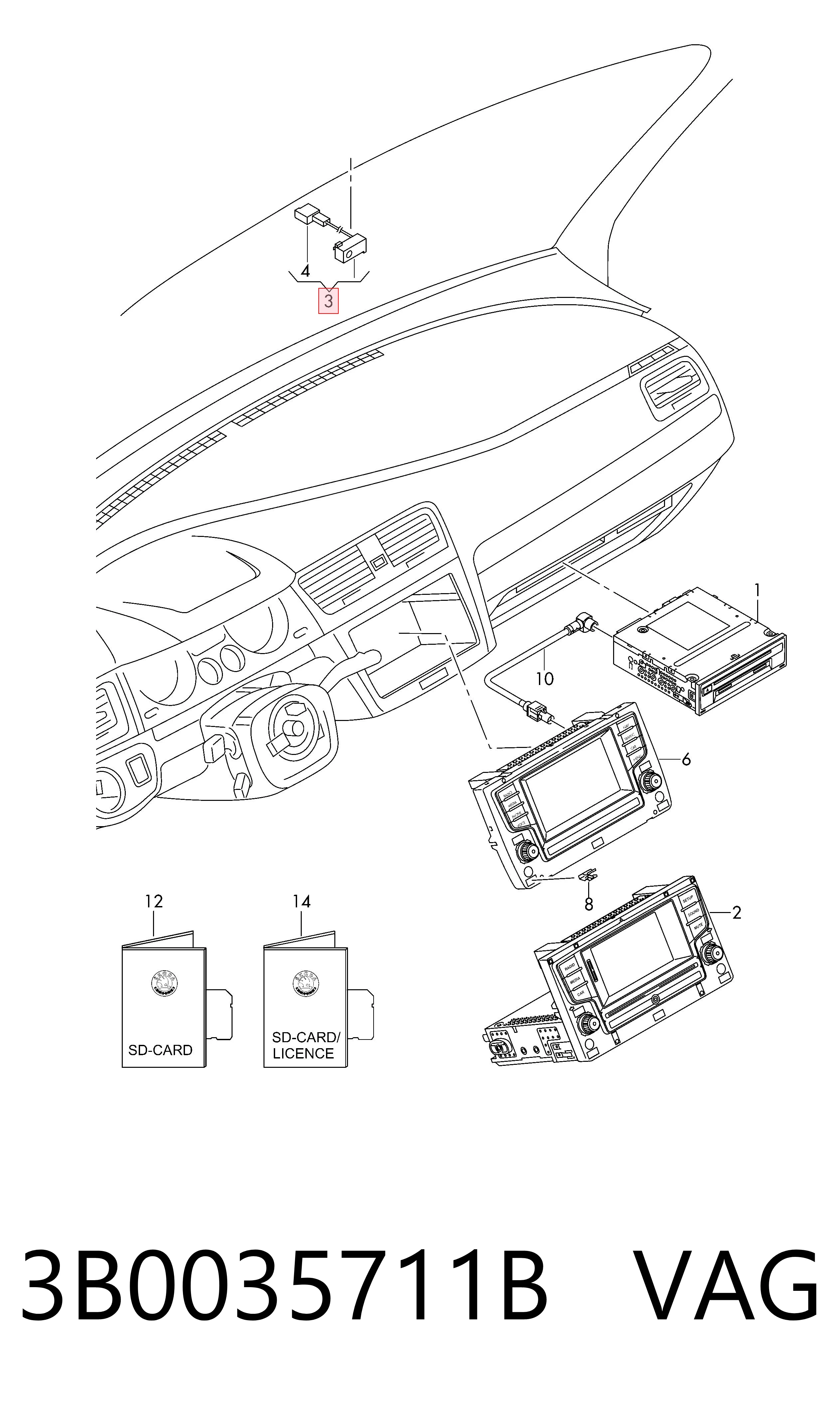 3B0035711B VAG Microfone