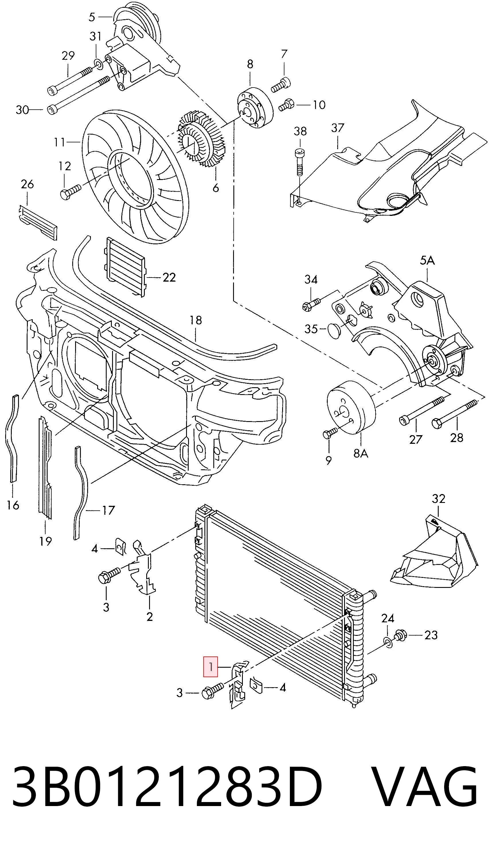 3B0121283D VAG Difusor de intercooler