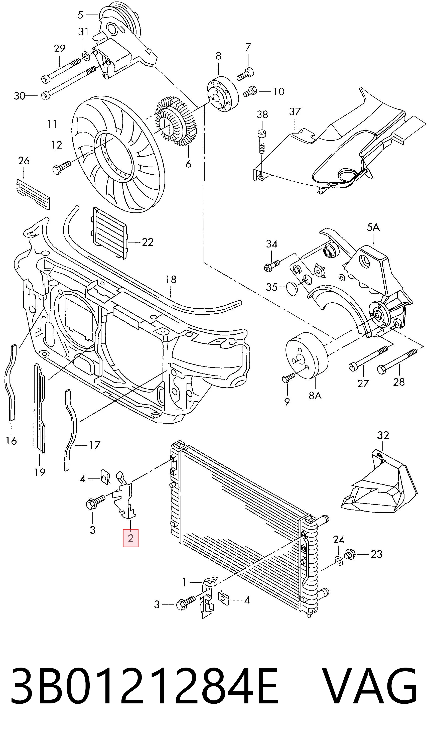 3B0121284E VAG Difusor de intercooler