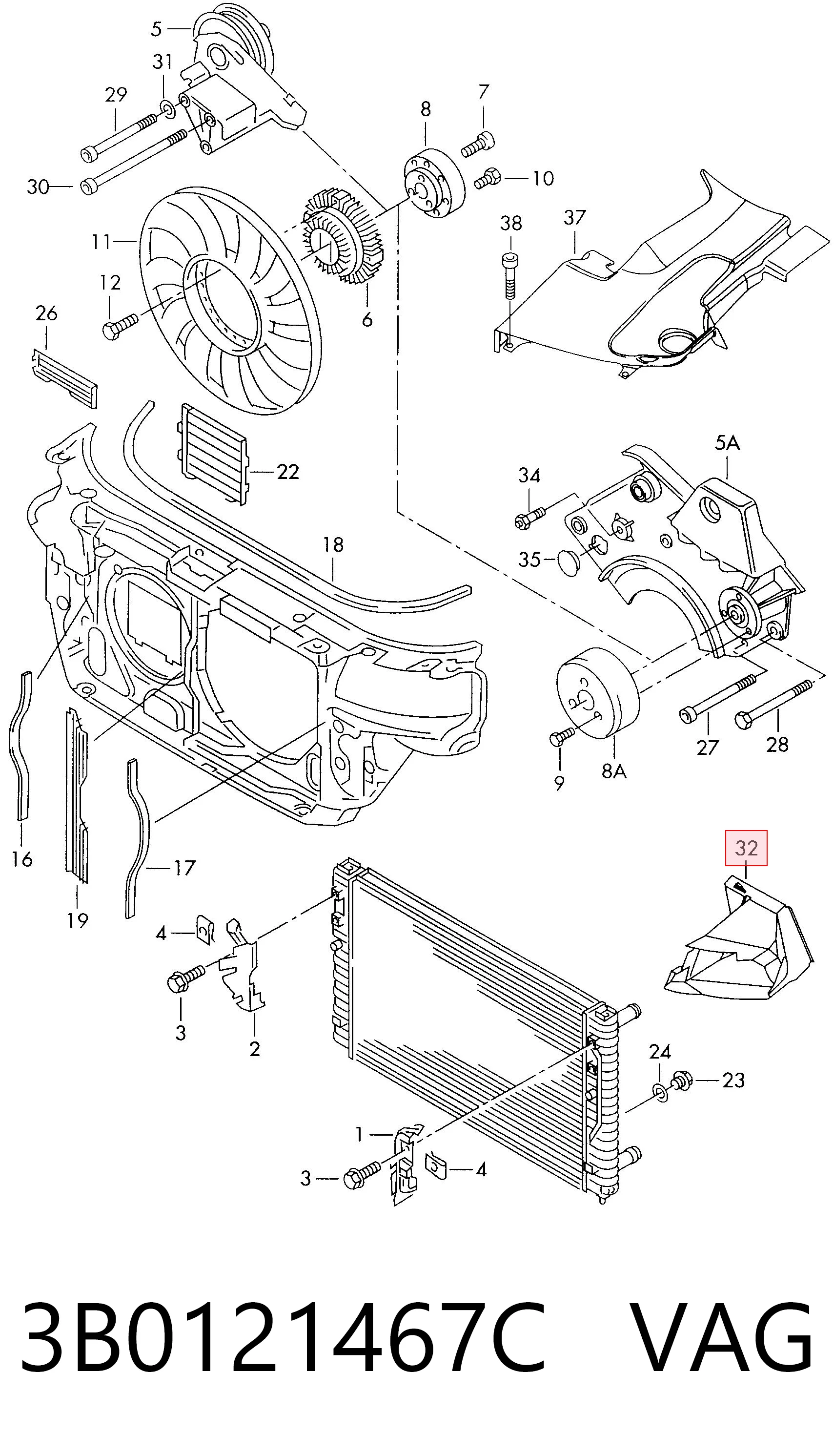 3B0121467C VAG Difusor de intercooler