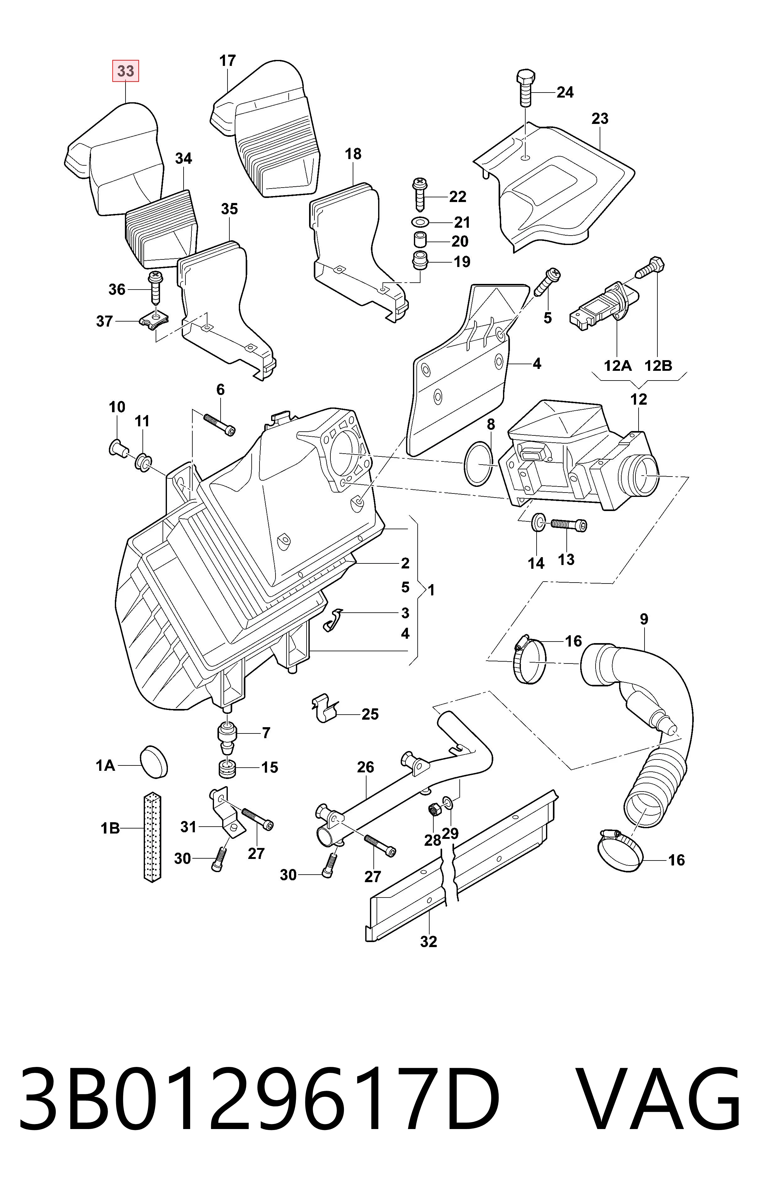 Tomada de ar de filtro de ar para Skoda SuperB I 3U4