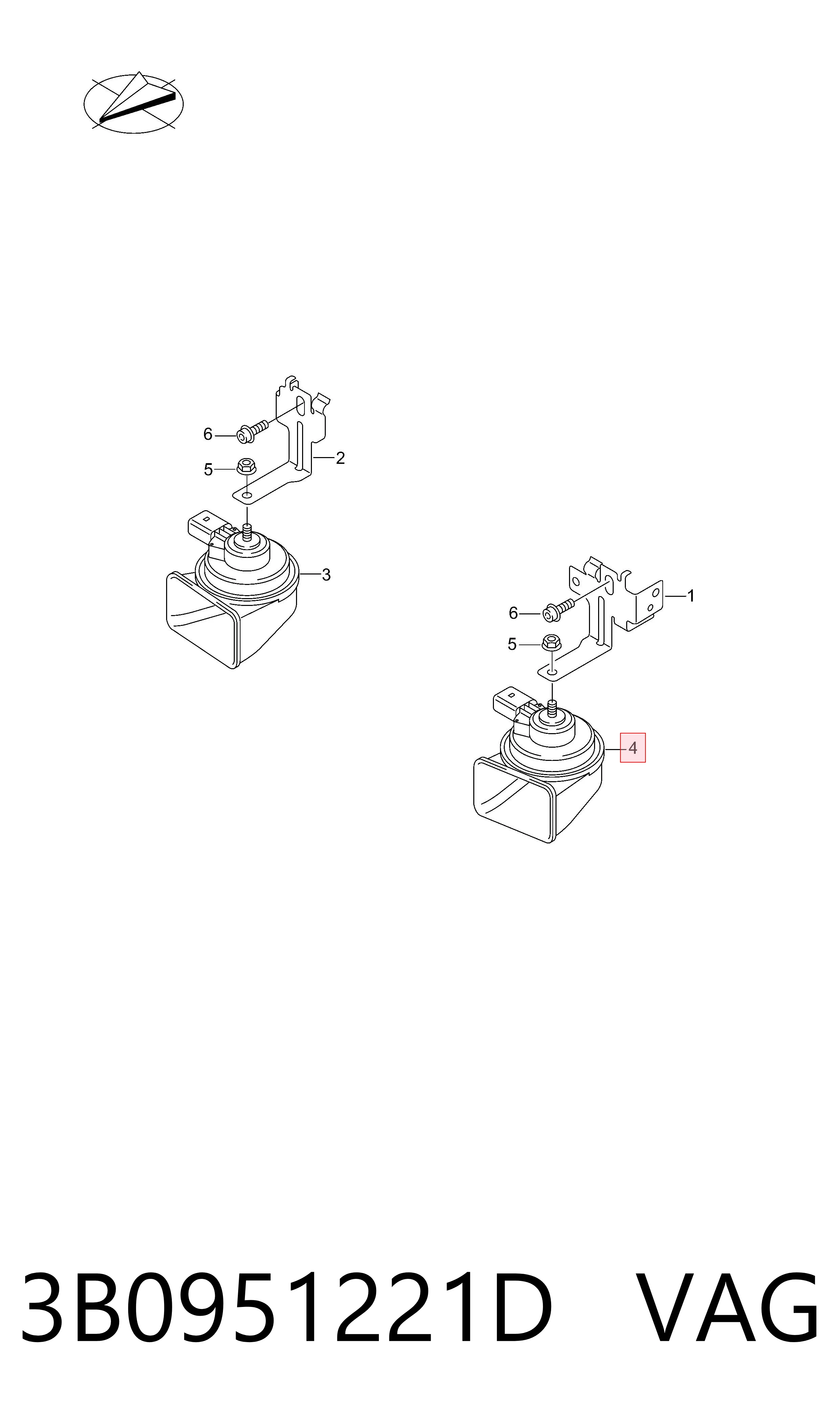 3B0951221D VAG Sinal sonoro (cláxon)