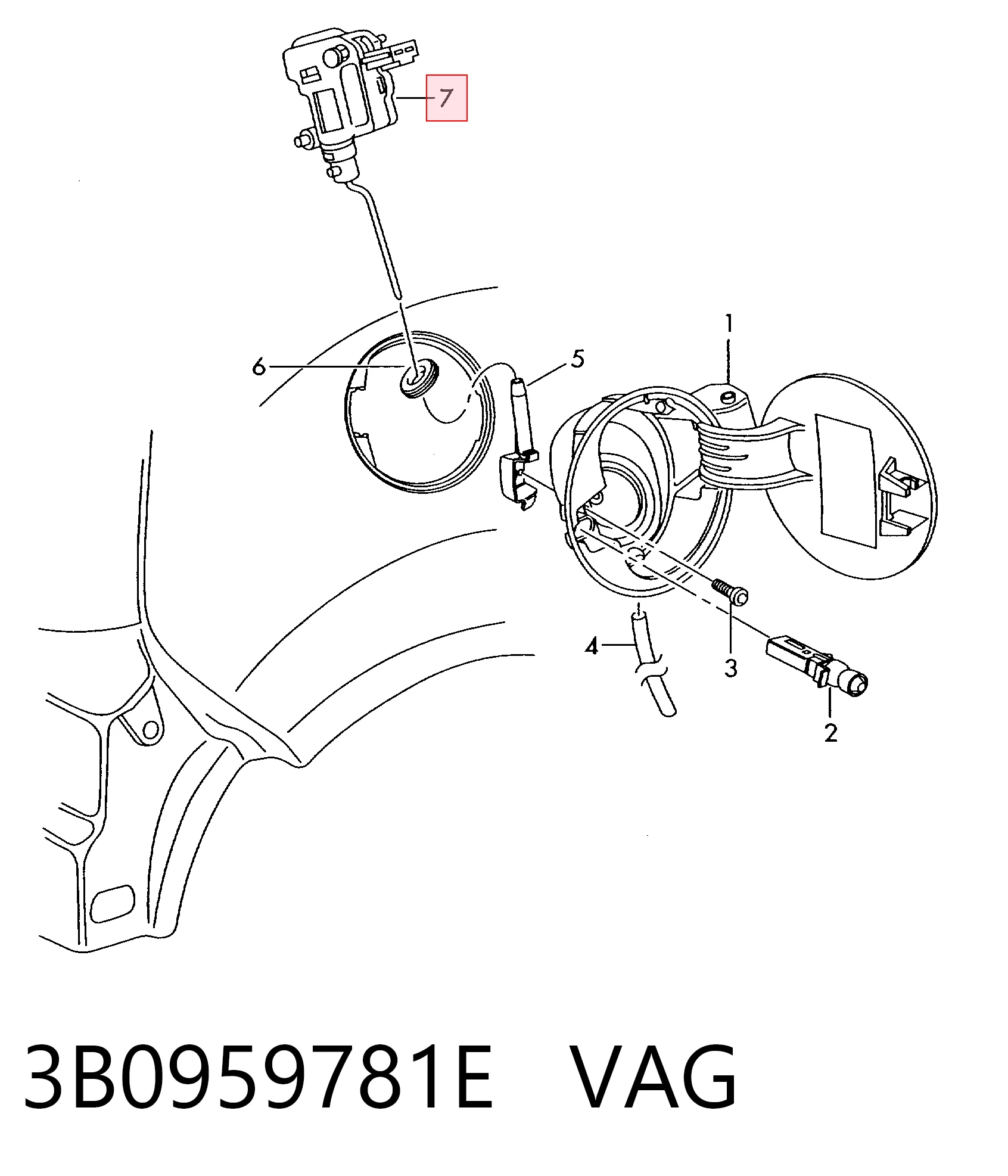 Motor acionador de abertura do alcapão de tanque Volkswagen Polo IV 9N, 9A
