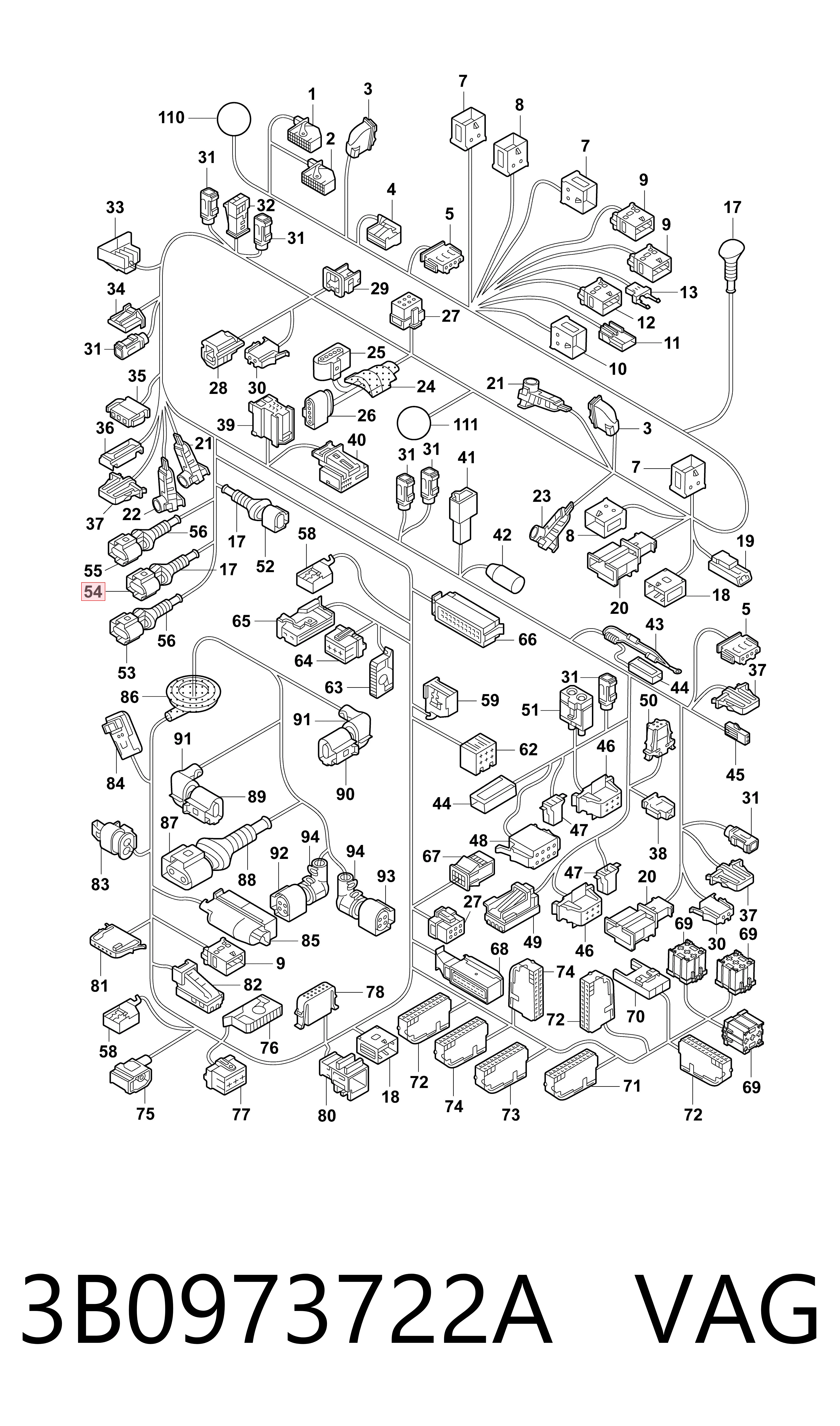 3B0973722A VAG Conector do regulador de fases da distribuição (VVT)