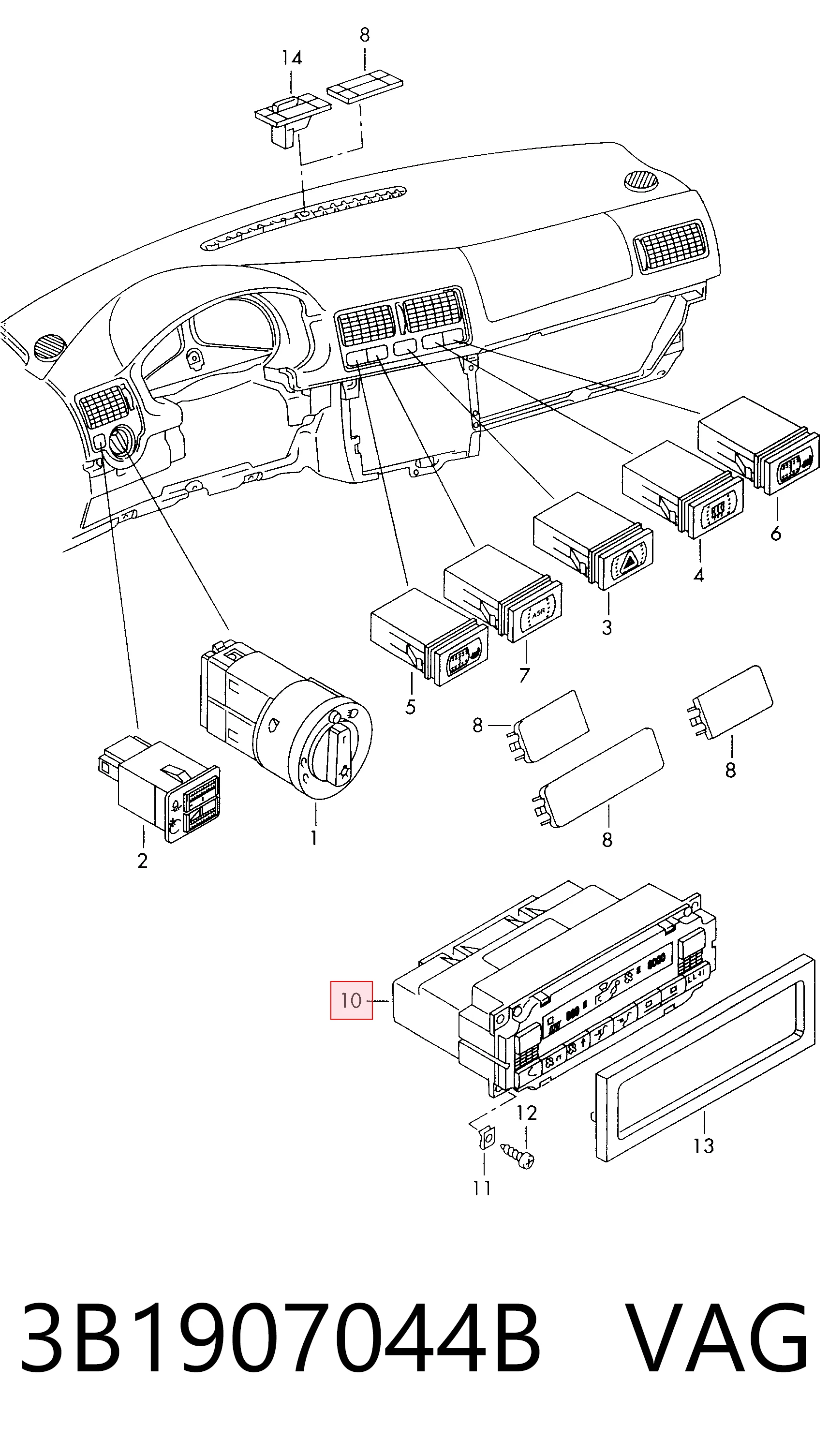 Unidade de controlo dos modos de aquecimento/condicionamento Volkswagen Golf IV 1J1 ao melhor preço