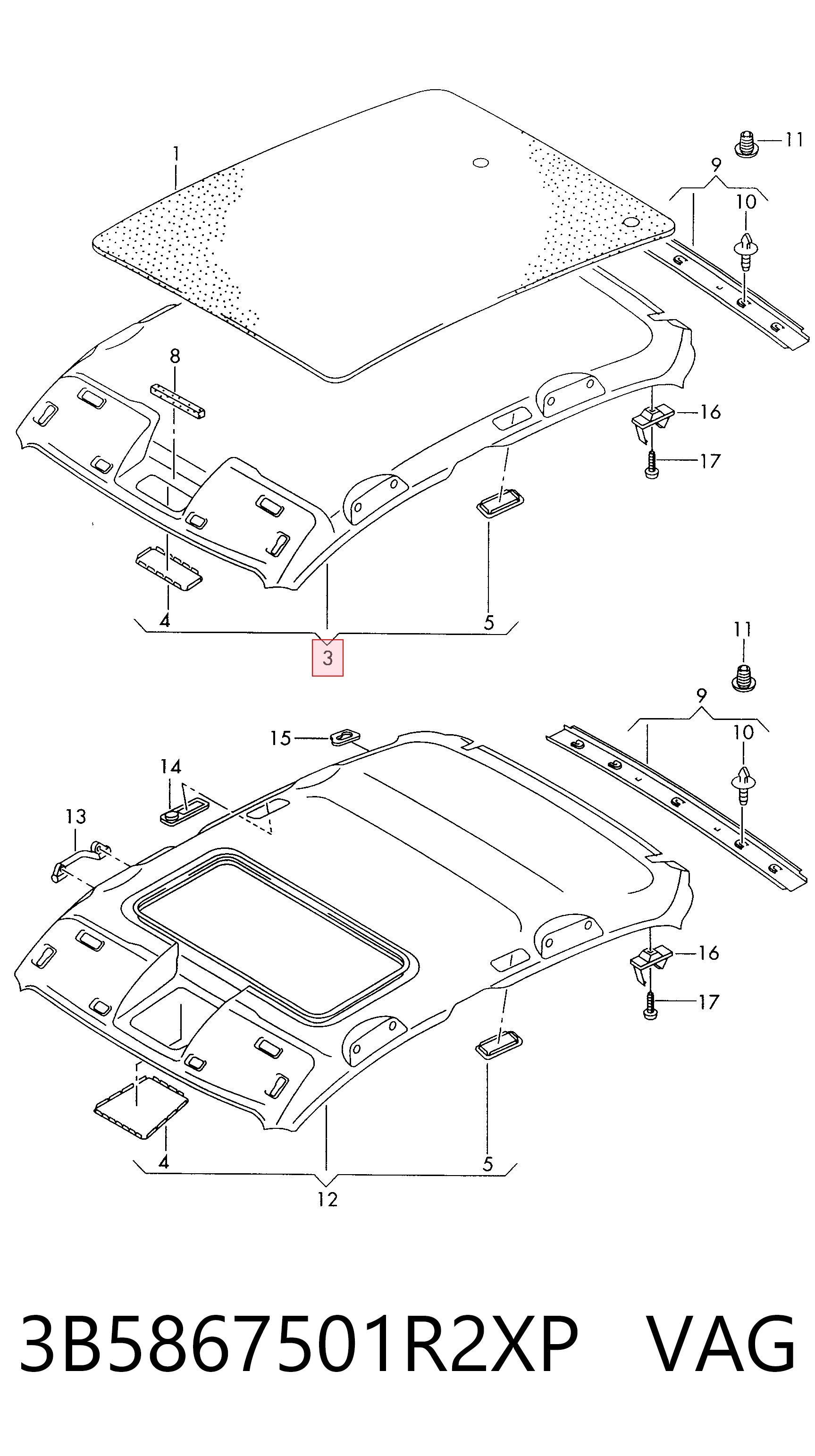 Revestimento do teto Volkswagen Passat B5 3B3