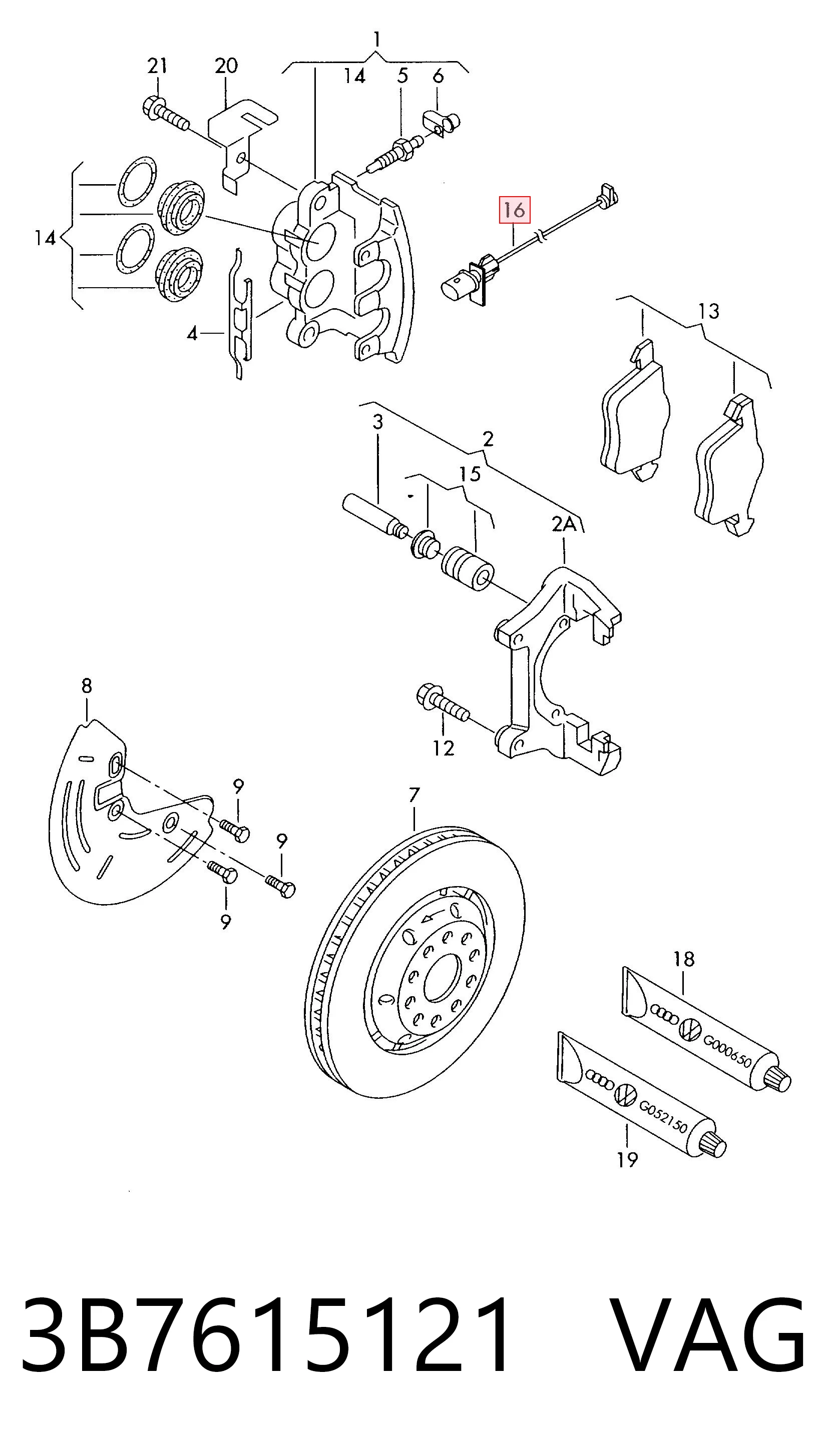 Sensor dianteiro de desgaste das sapatas do freio Volkswagen Passat  3B3 ao melhor preço