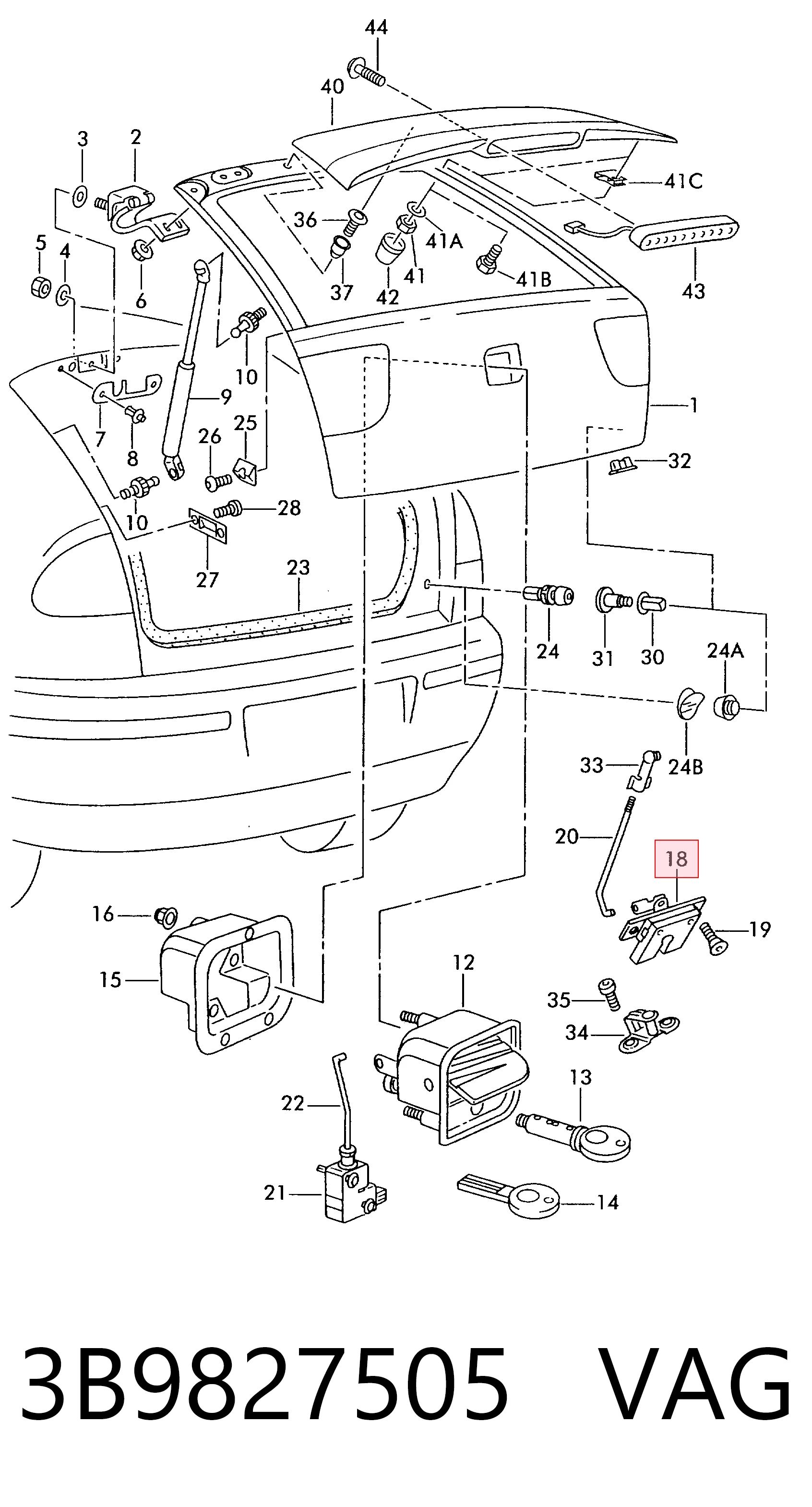 Compre Fecho de tampa de porta-malas (de 3ª/5ª porta traseira) Seat Ibiza 3