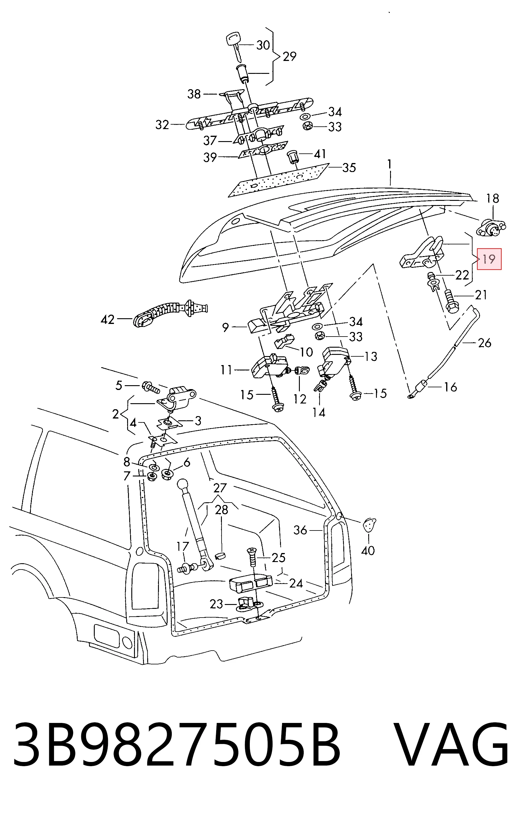Compre Fecho de tampa de porta-malas (de 3ª/5ª porta traseira) Volkswagen Passat 