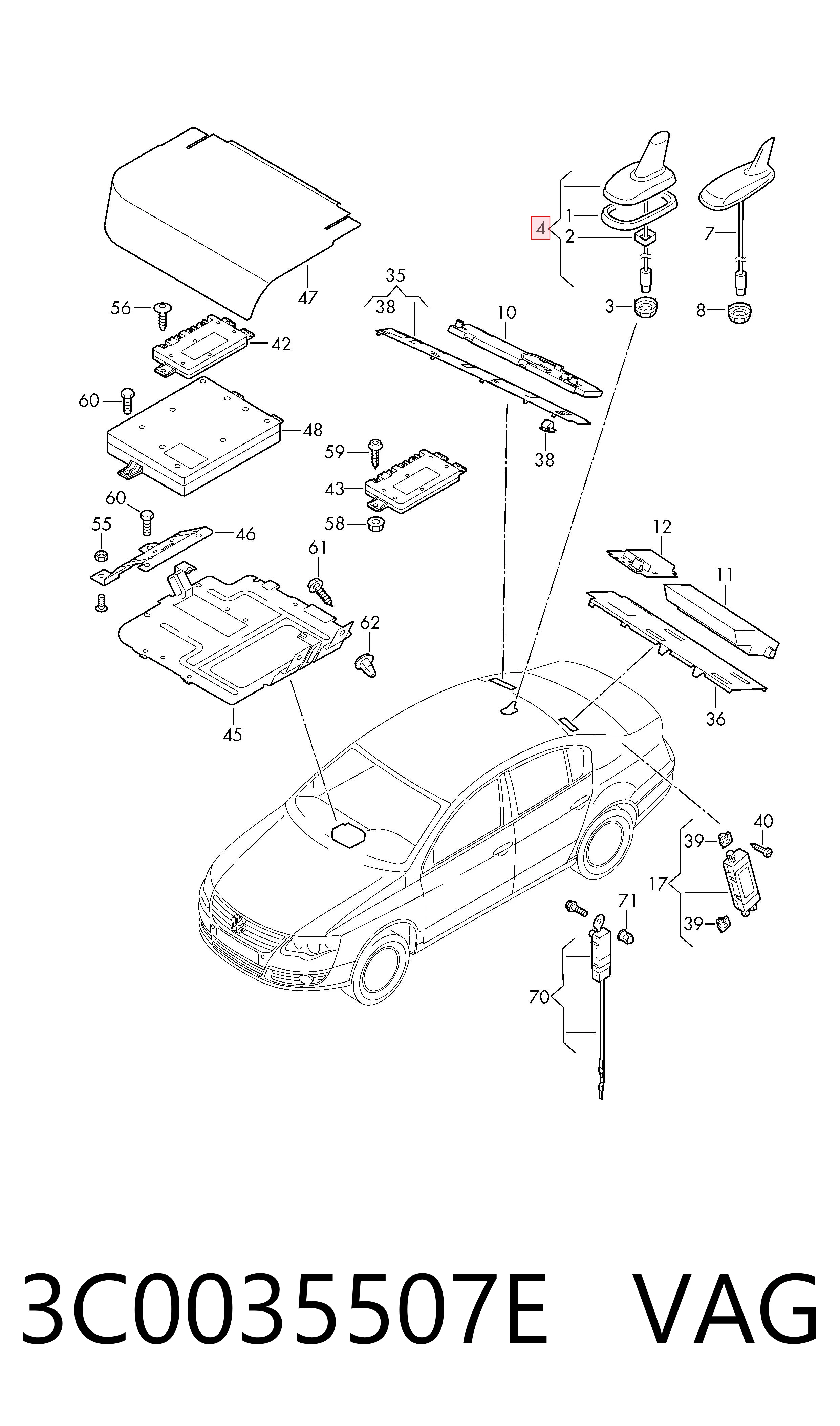 Antena para Volkswagen Caddy IV SAA, SAH