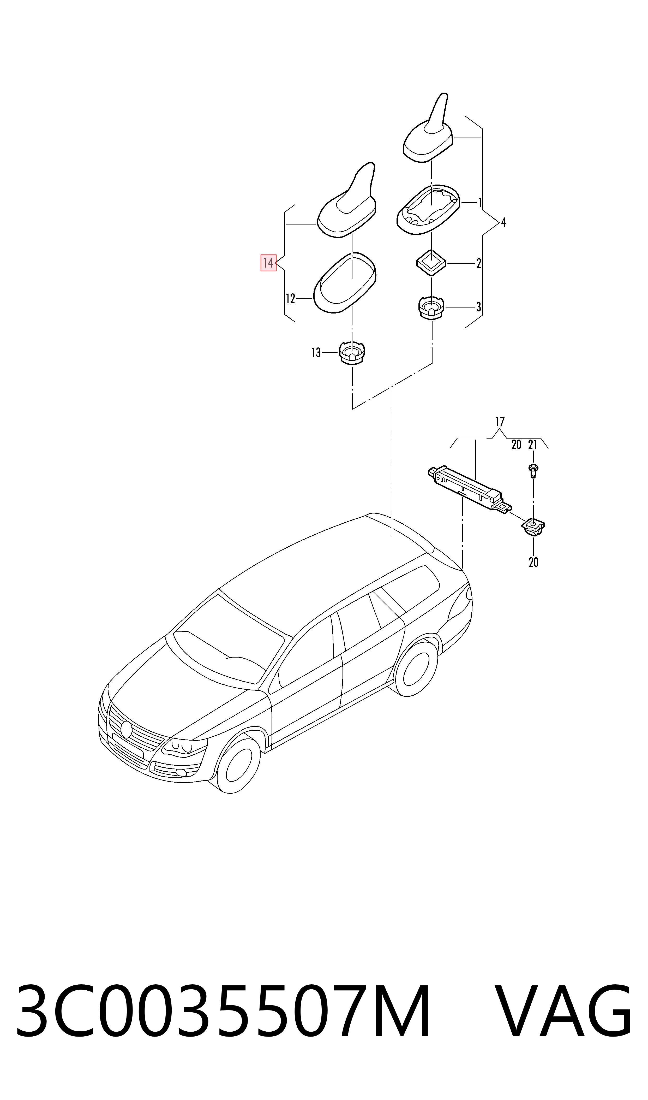 Antena Volkswagen Caddy IV SAA, SAH