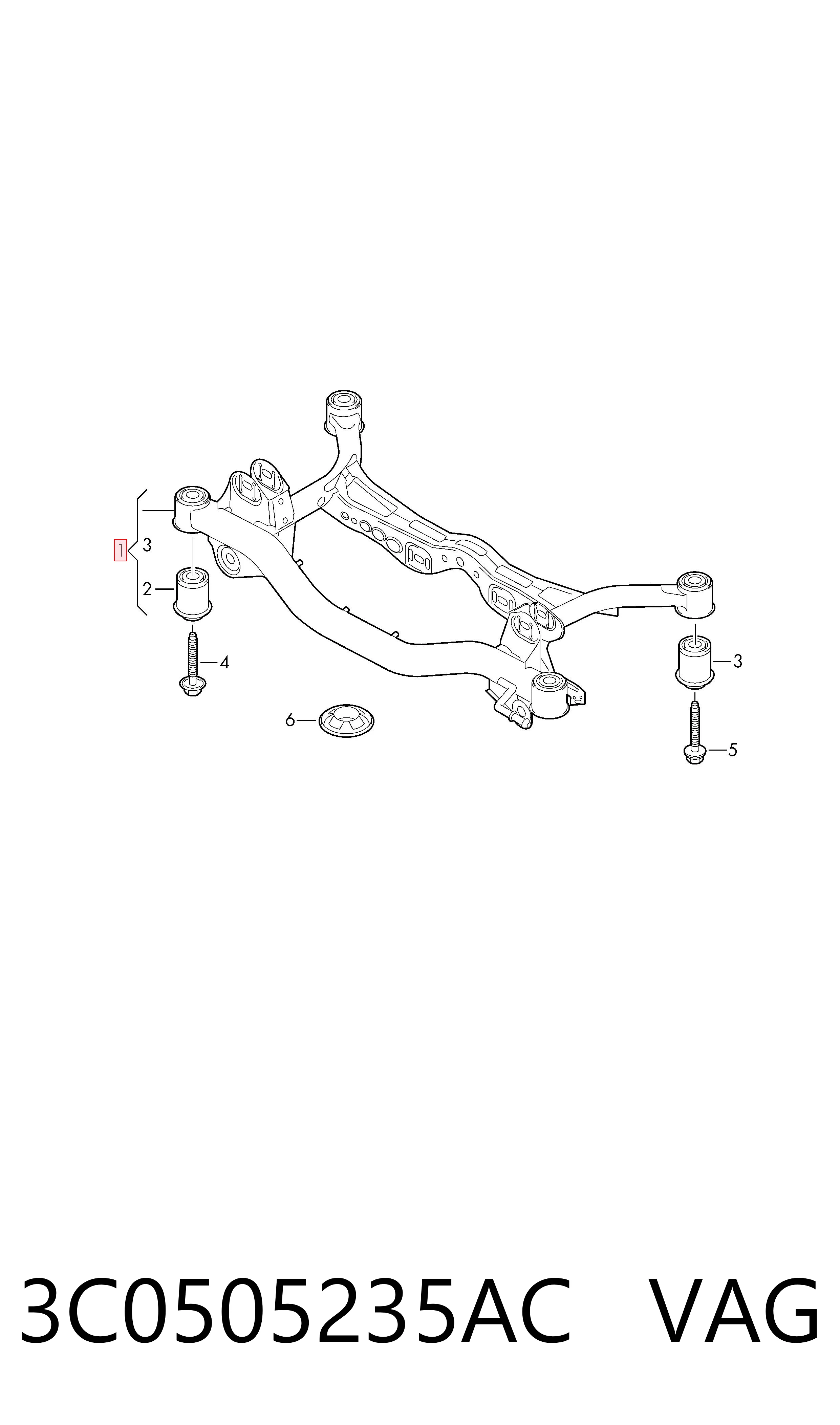 Viga de suspensão traseira (plataforma veicular) para Volkswagen Passat B7 362