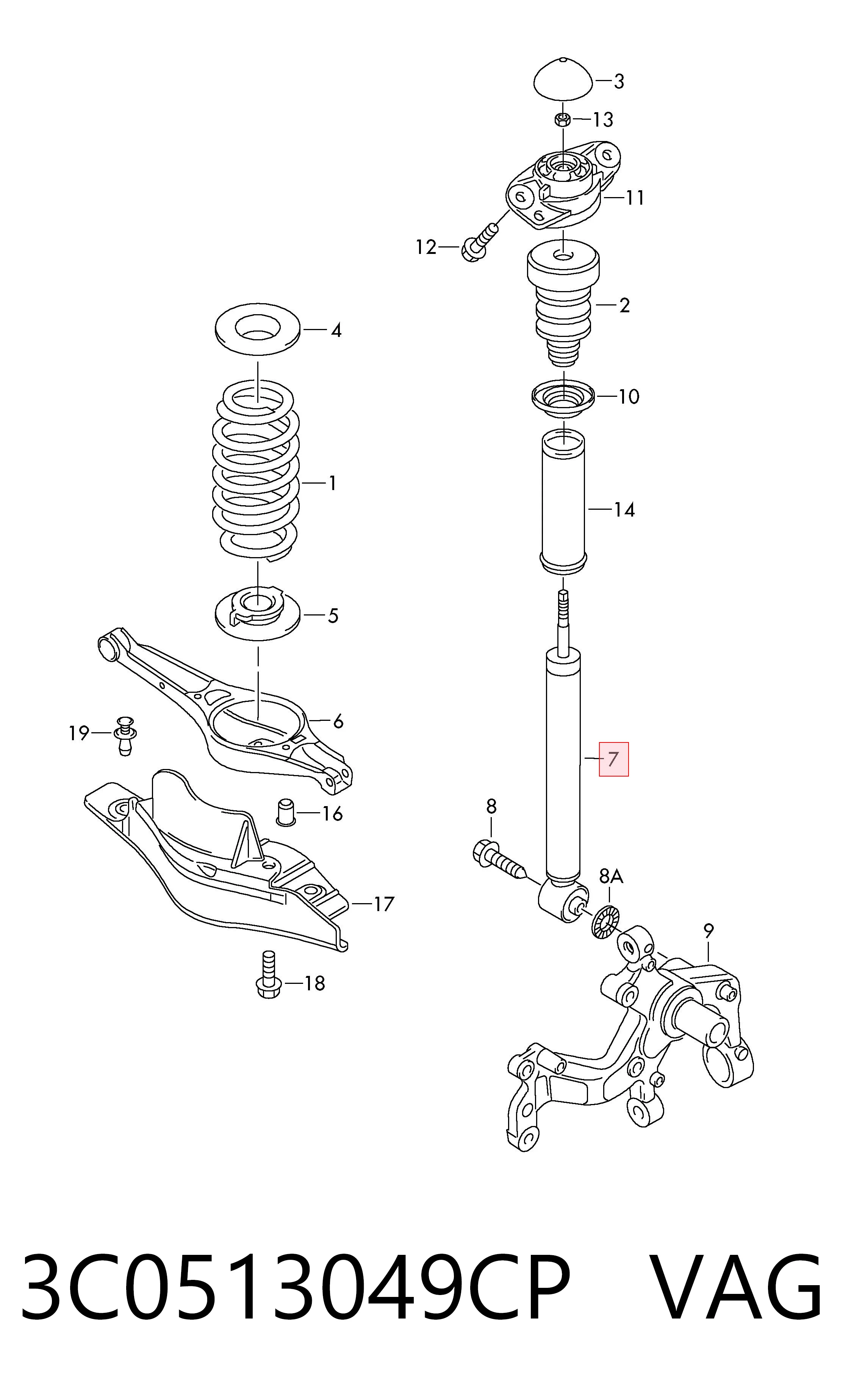 Amortecedor traseiro VAG 3C0513049CP preço, a partir de 158,25 USD