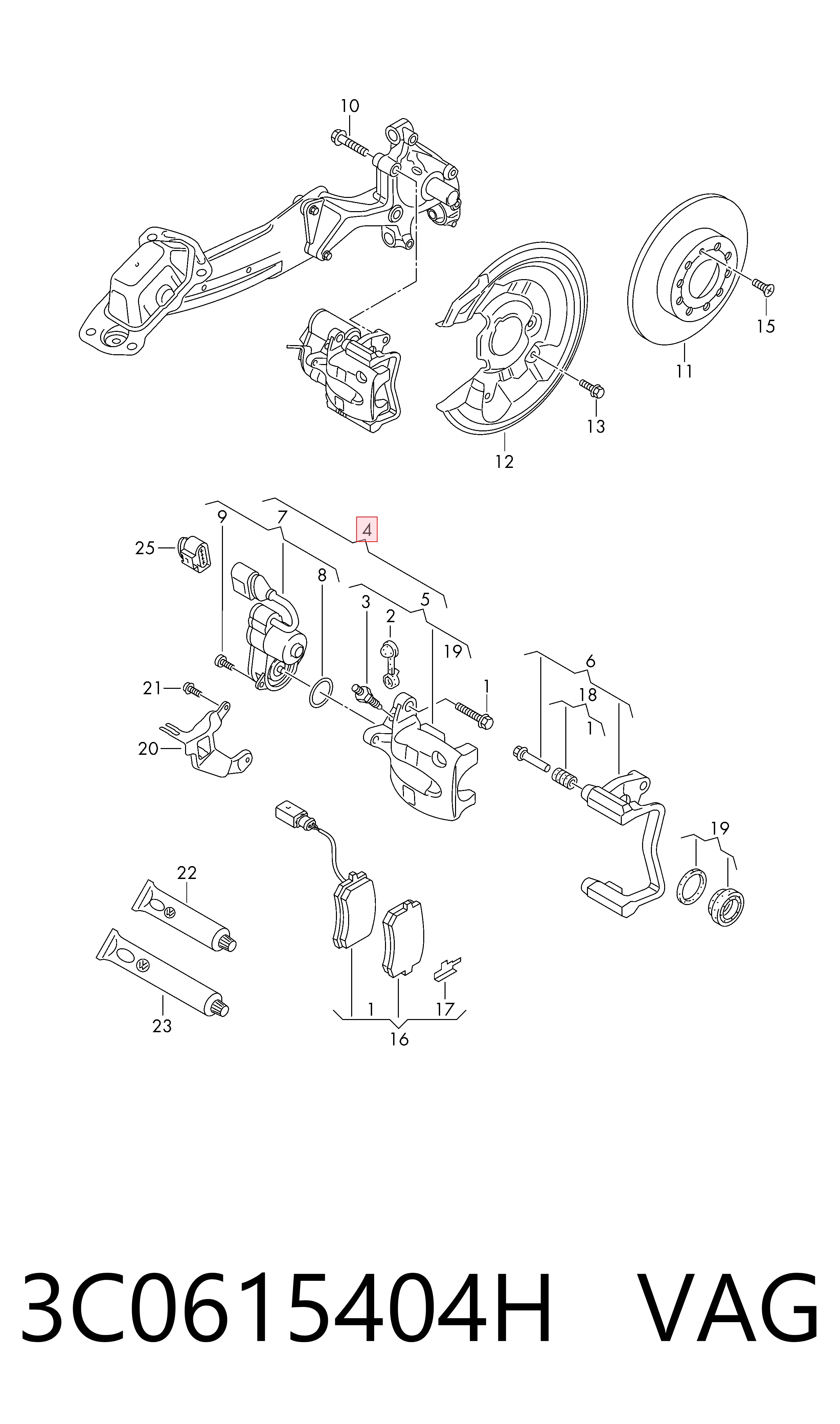 Suporte do freio traseiro direito VAG 3C0615404H preço, a partir de 114,07 USD