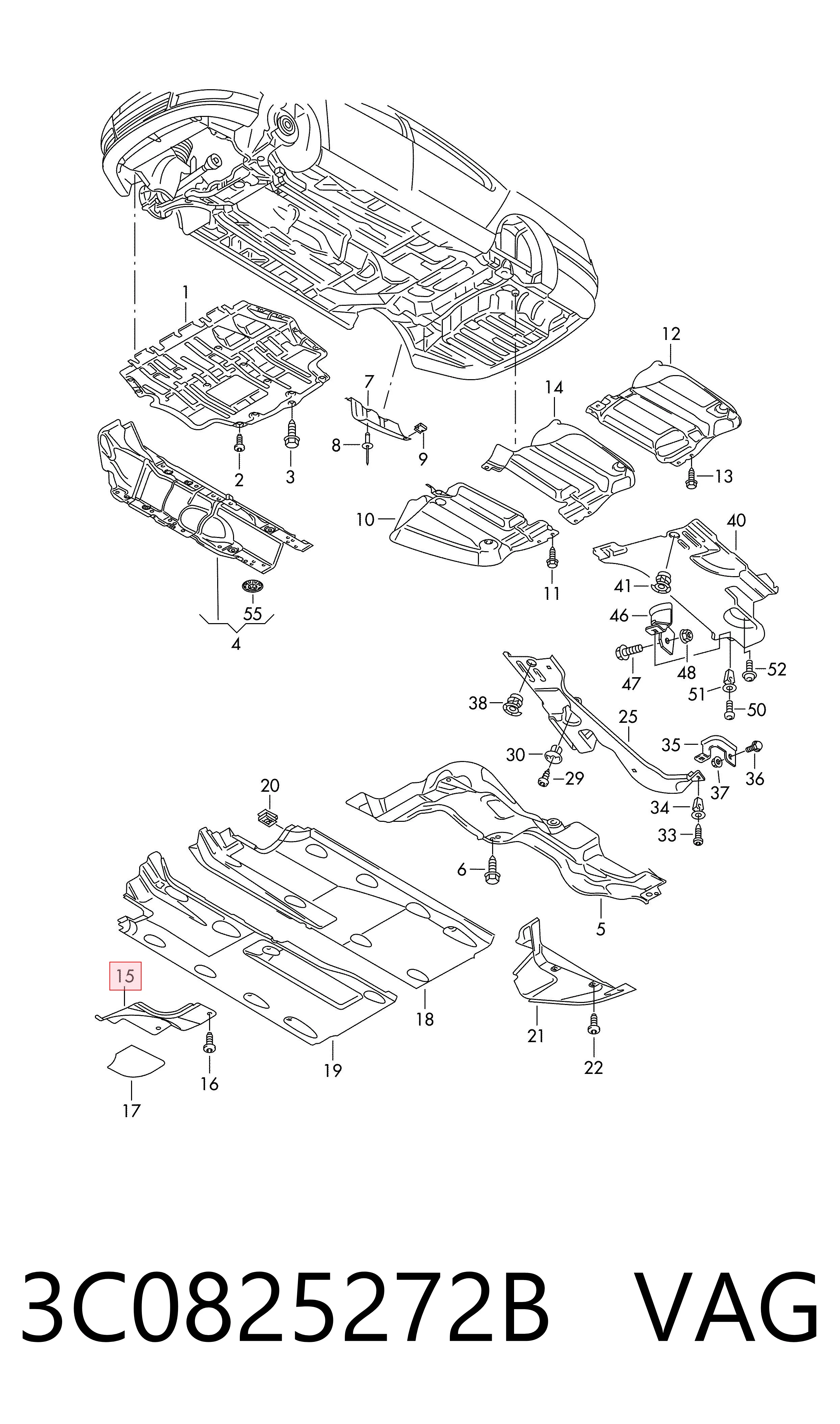 Proteção de motor direito VAG 3C0825272B preço, a partir de 34,09 USD