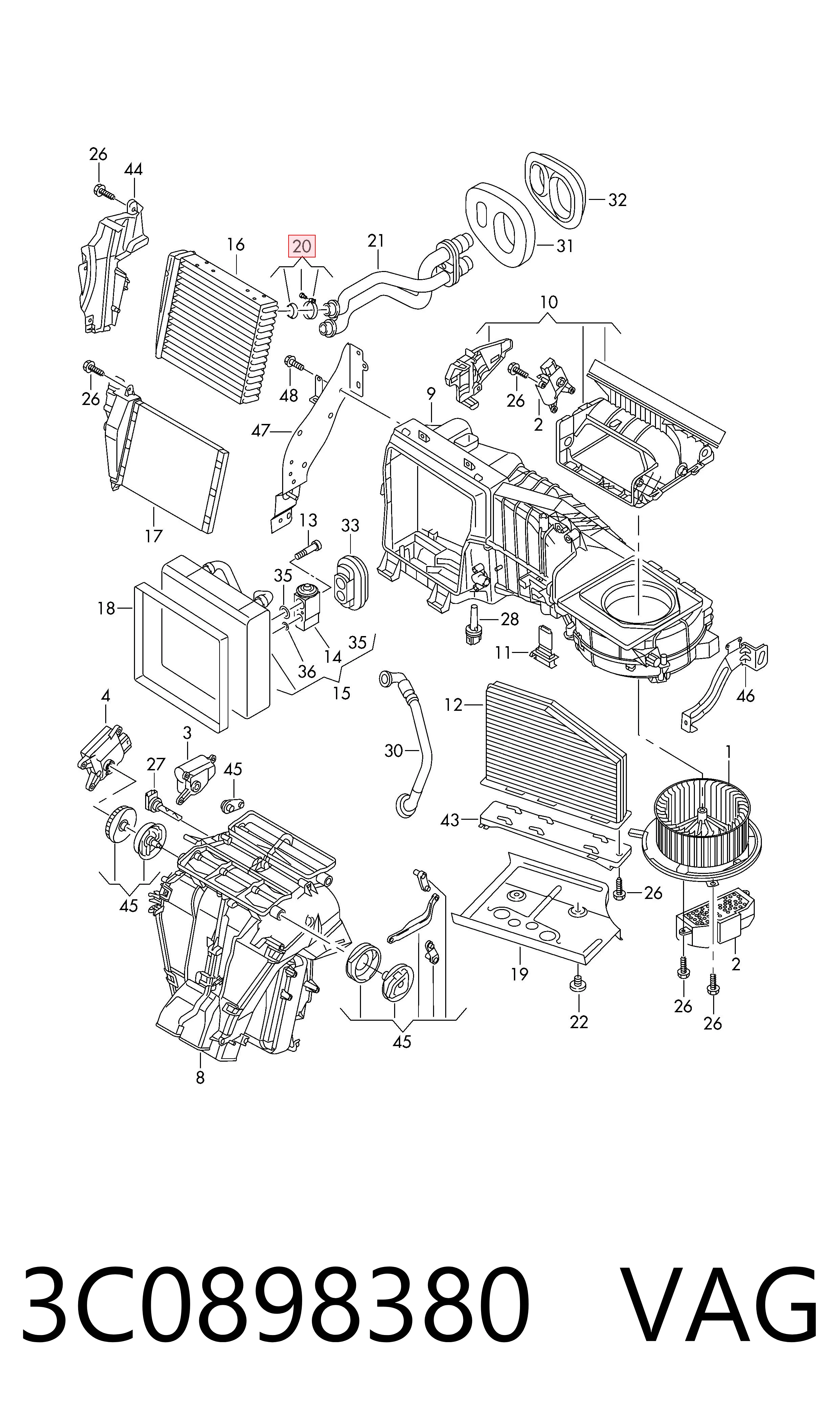 Kit de vedantes de canos derivados do radiador de aquecedor (de forno) VAG 3C0898380 preço, a partir de 35,63 USD