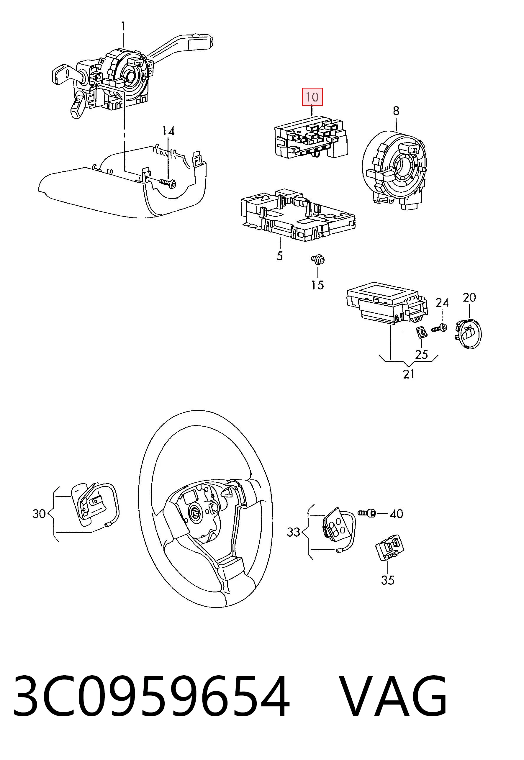 Sensor do ângulo de viragem do volante de direção para Volkswagen Passat B6 3C2