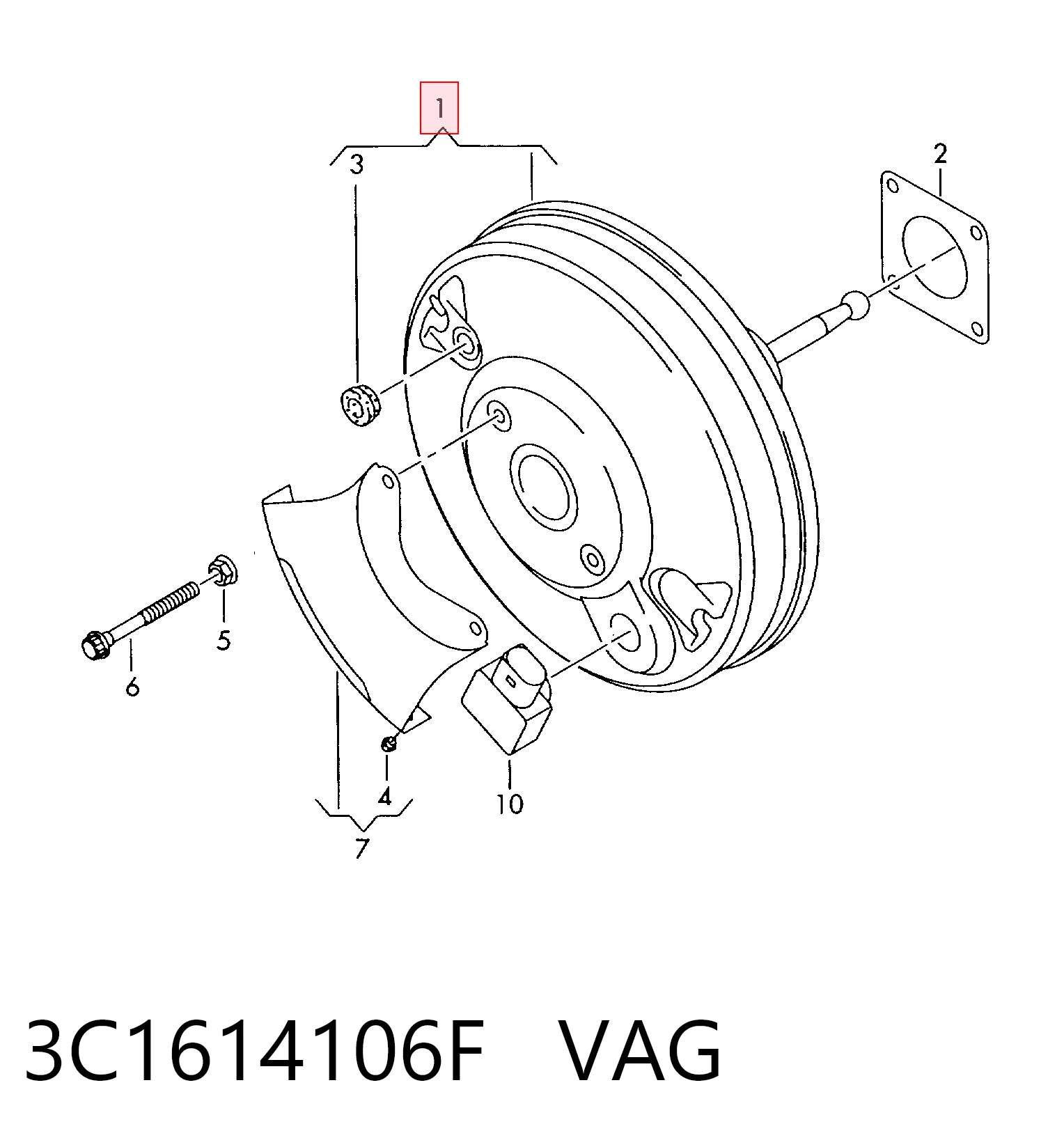 Reforçador dos freios a vácuo para Volkswagen Passat B6 3C2