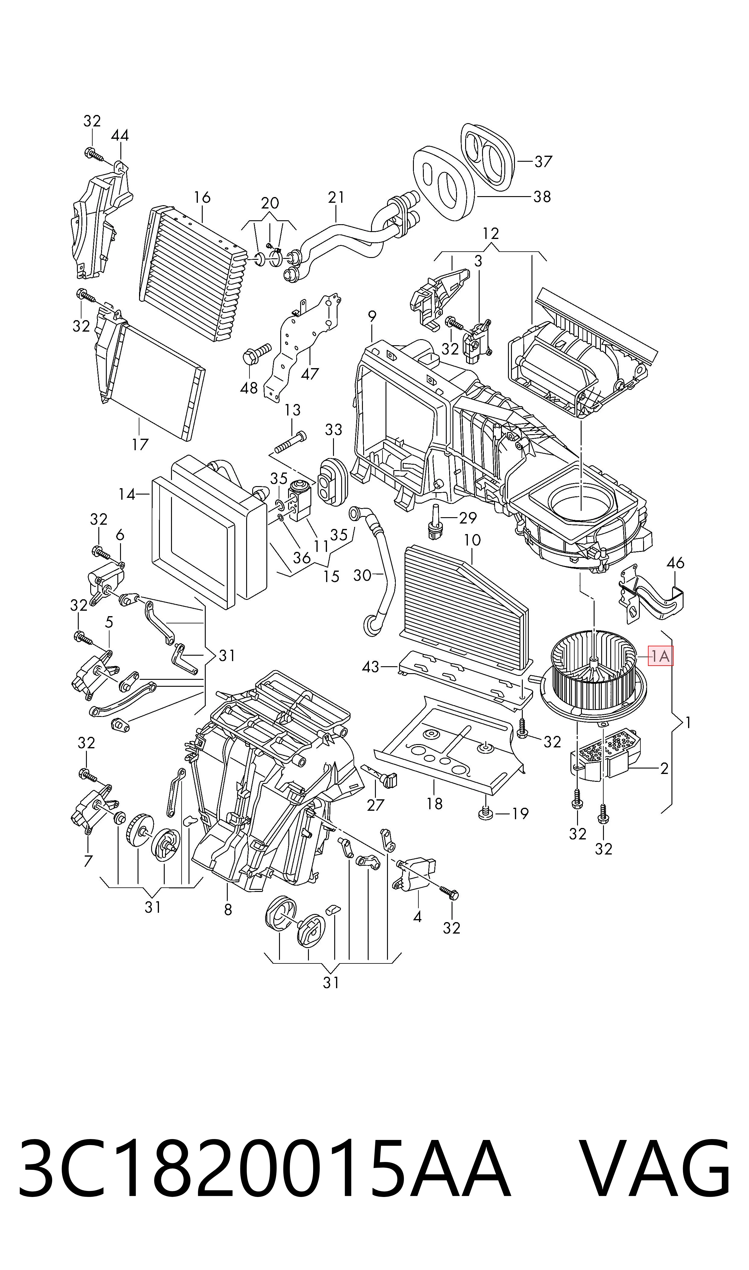 3C1820015AA VAG Motor de ventilador de forno (de aquecedor de salão)