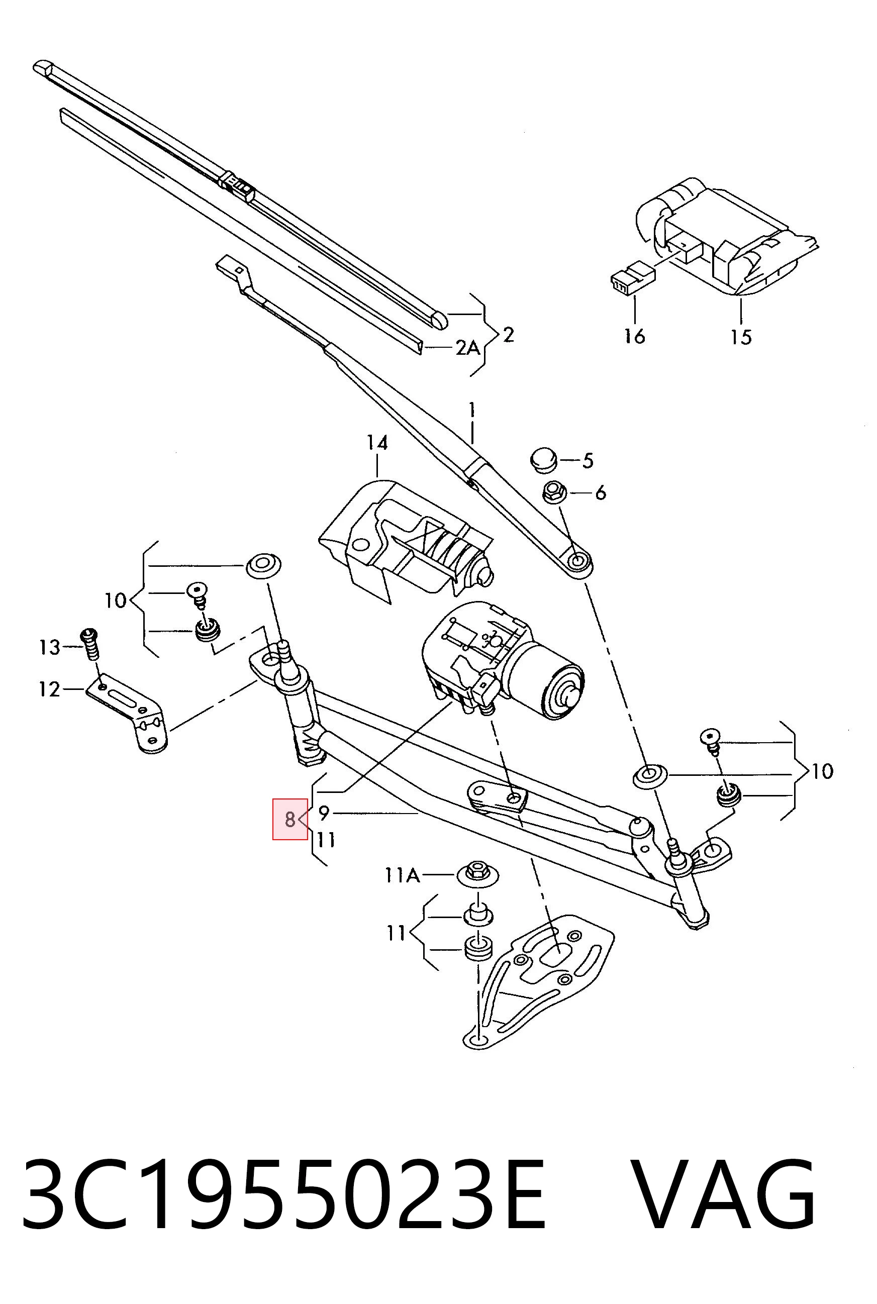 Compre Trapézio de limpador pára-brisas Volkswagen Passat 