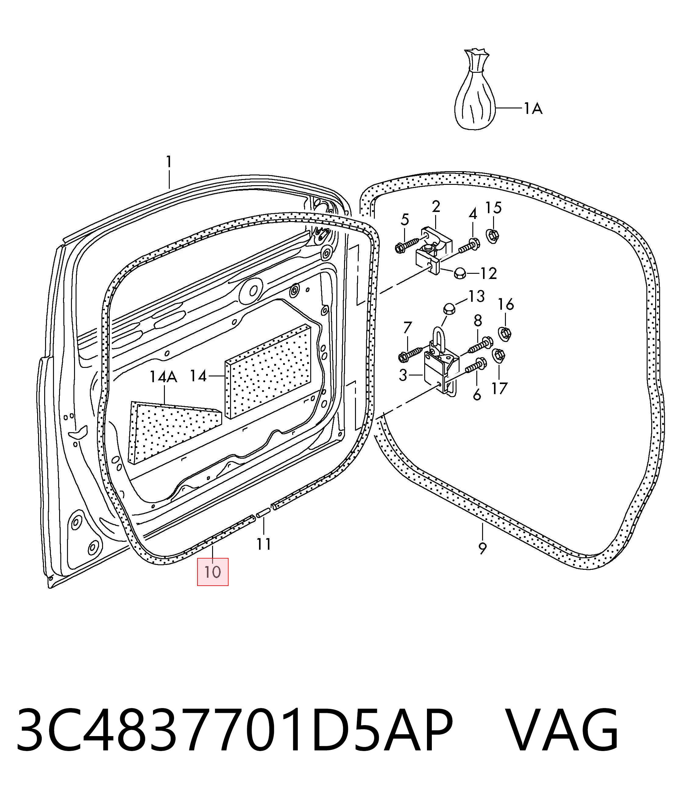 Compactador da porta dianteira esquerda (na porta) VAG 3C4837701D5AP preço, a partir de 92,84 USD
