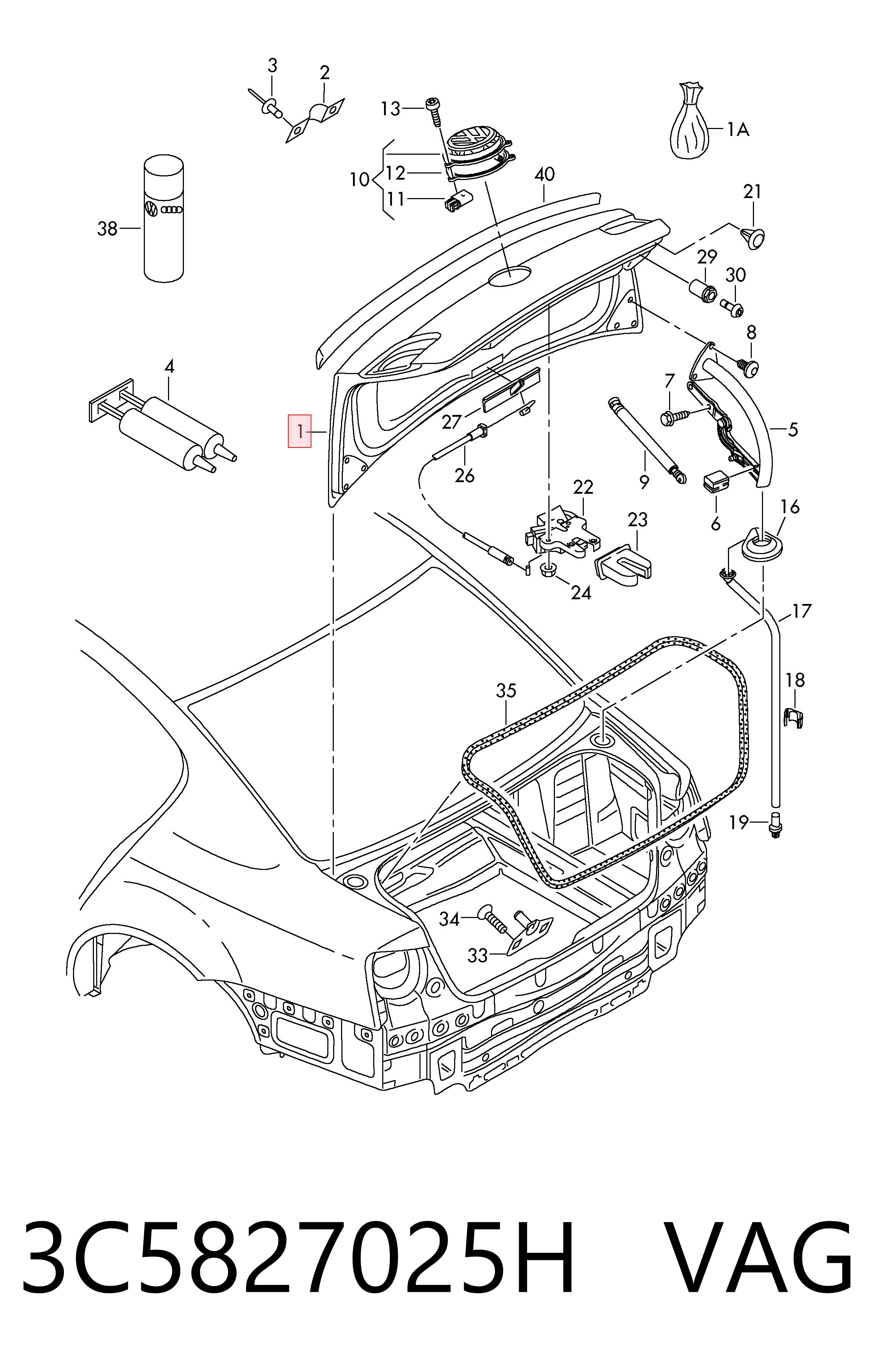 Tampa de porta-malas para Volkswagen Passat B6 3C2