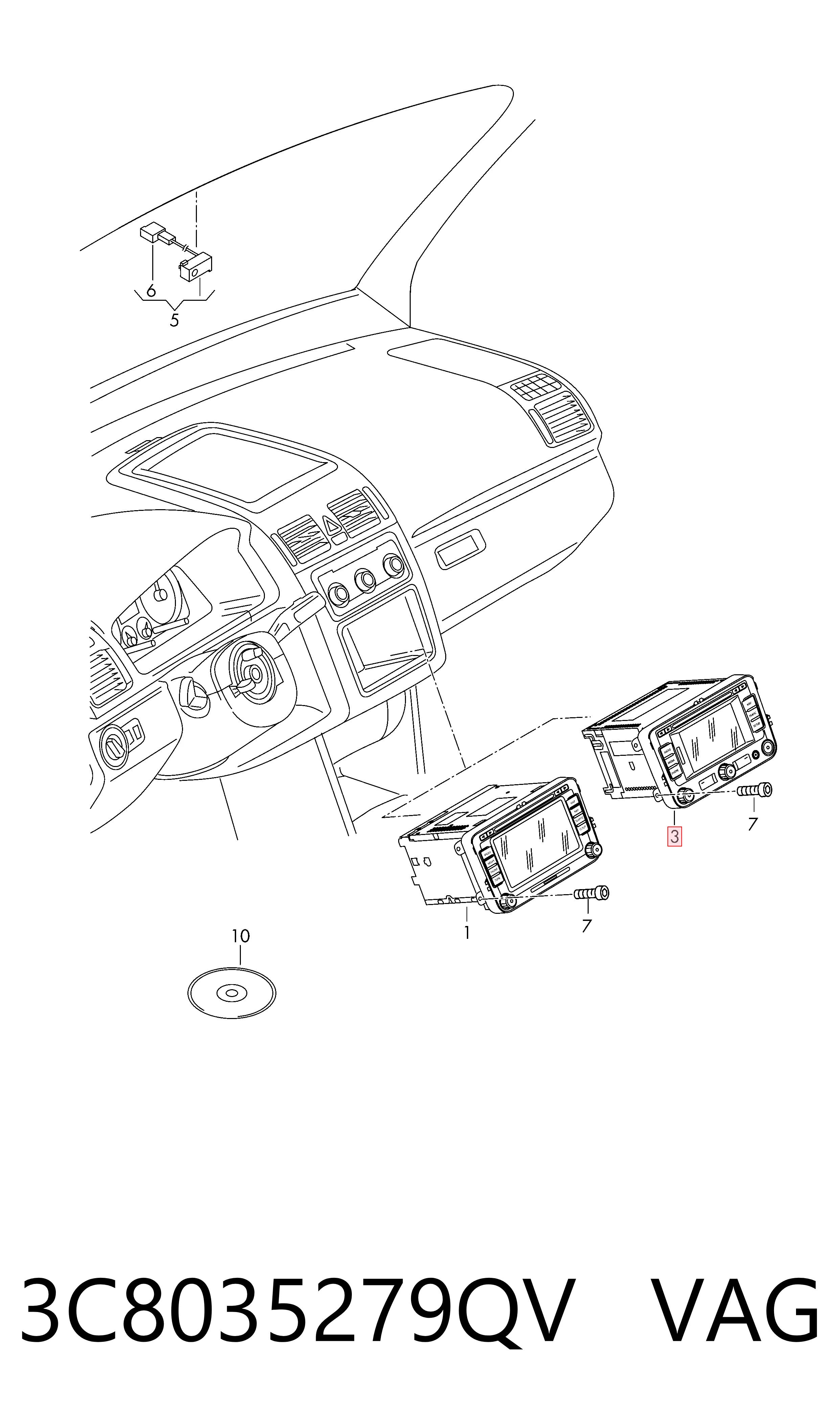 Mostrador multifuncional para Volkswagen Transporter T5 7HB, 7HJ, 7EB, 7EJ