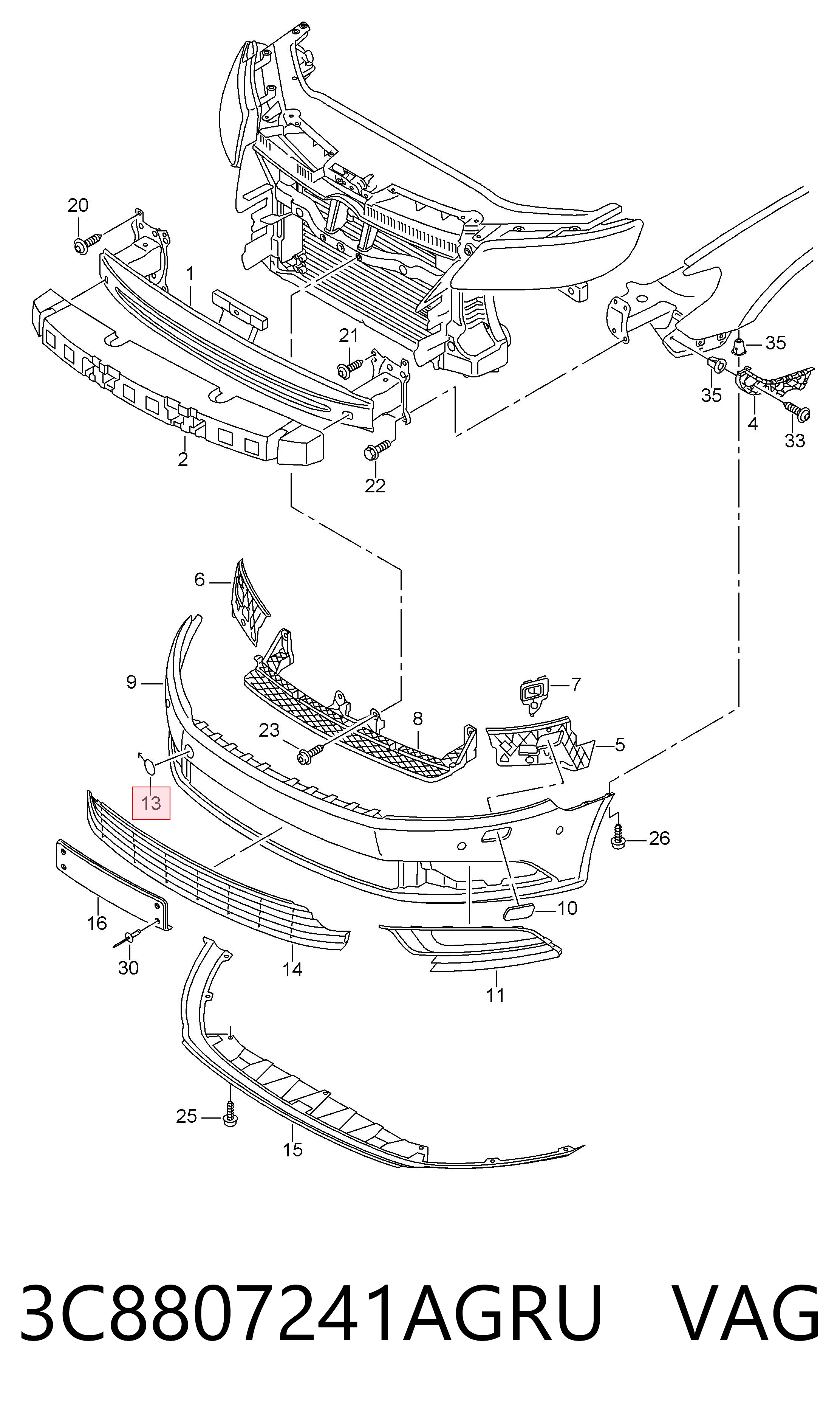 Compre 3C8807241AGRU VAG Tampão dianteiro direito do pára-choque do gancho de reboque