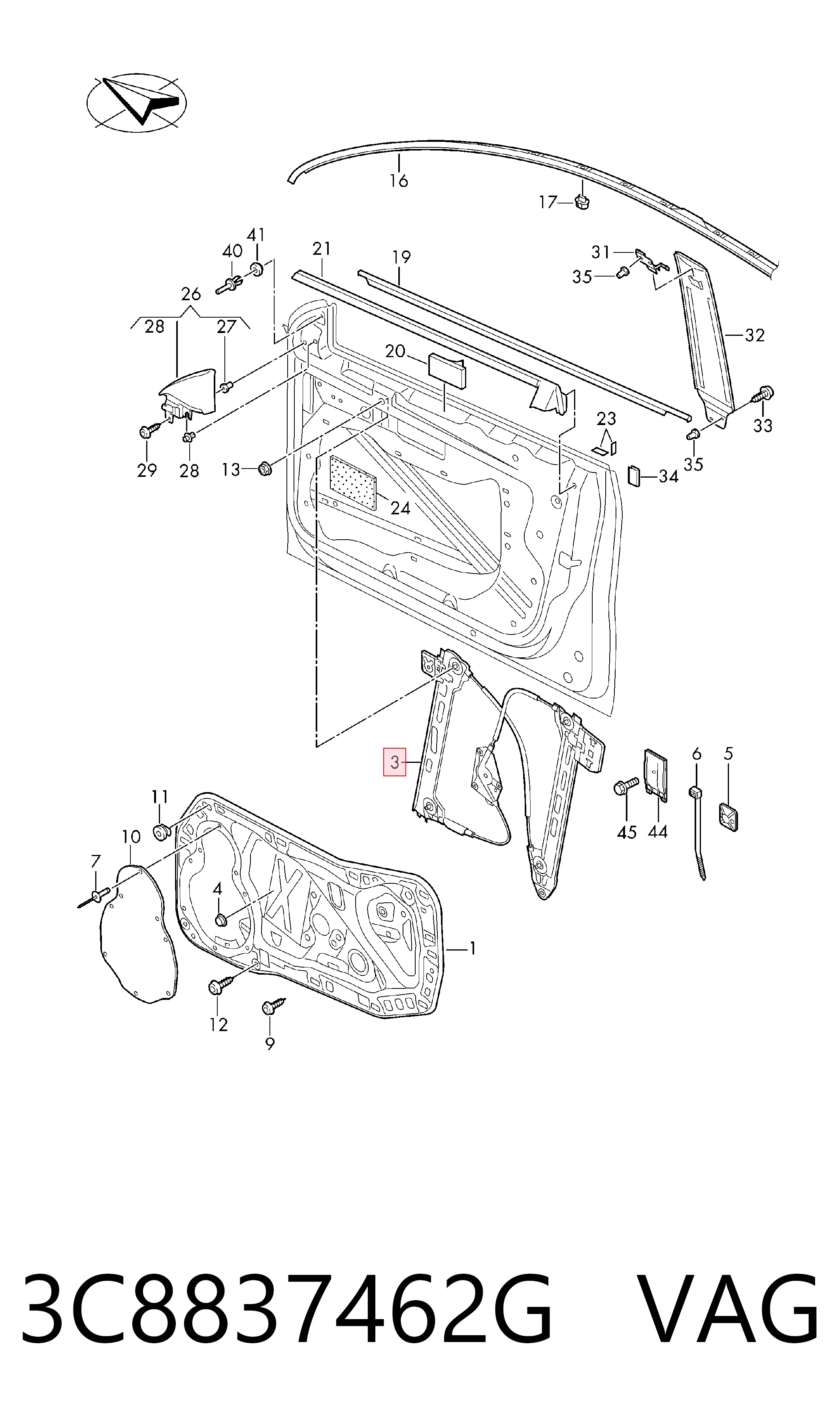  Mecanismo de acionamento de vidro da porta dianteira direita Volkswagen Passat CC B6 sedan (357) (2008 - 2012) CC B6