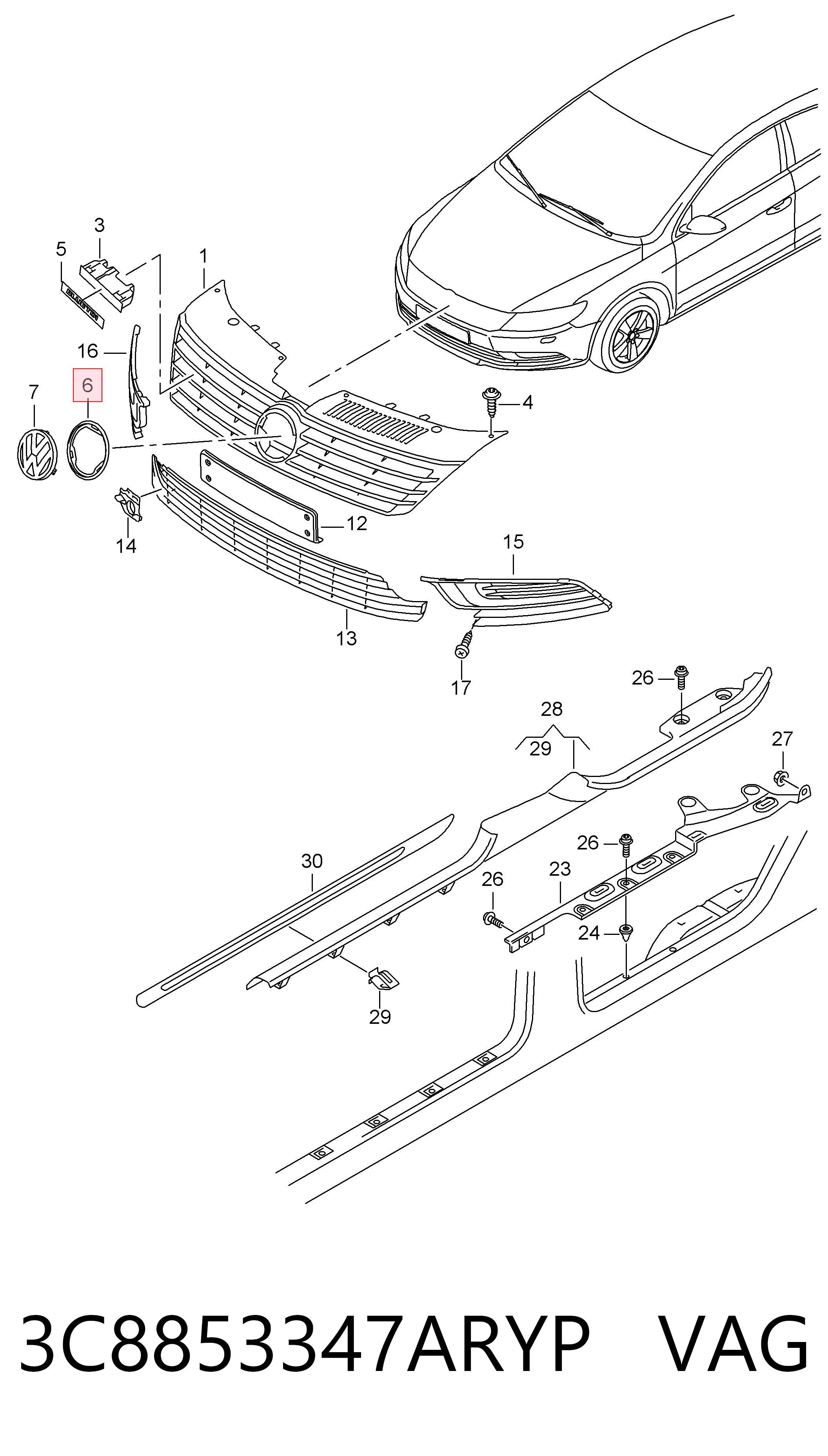  VAG 3C8853347ARYP preço, a partir de 69,82 USD