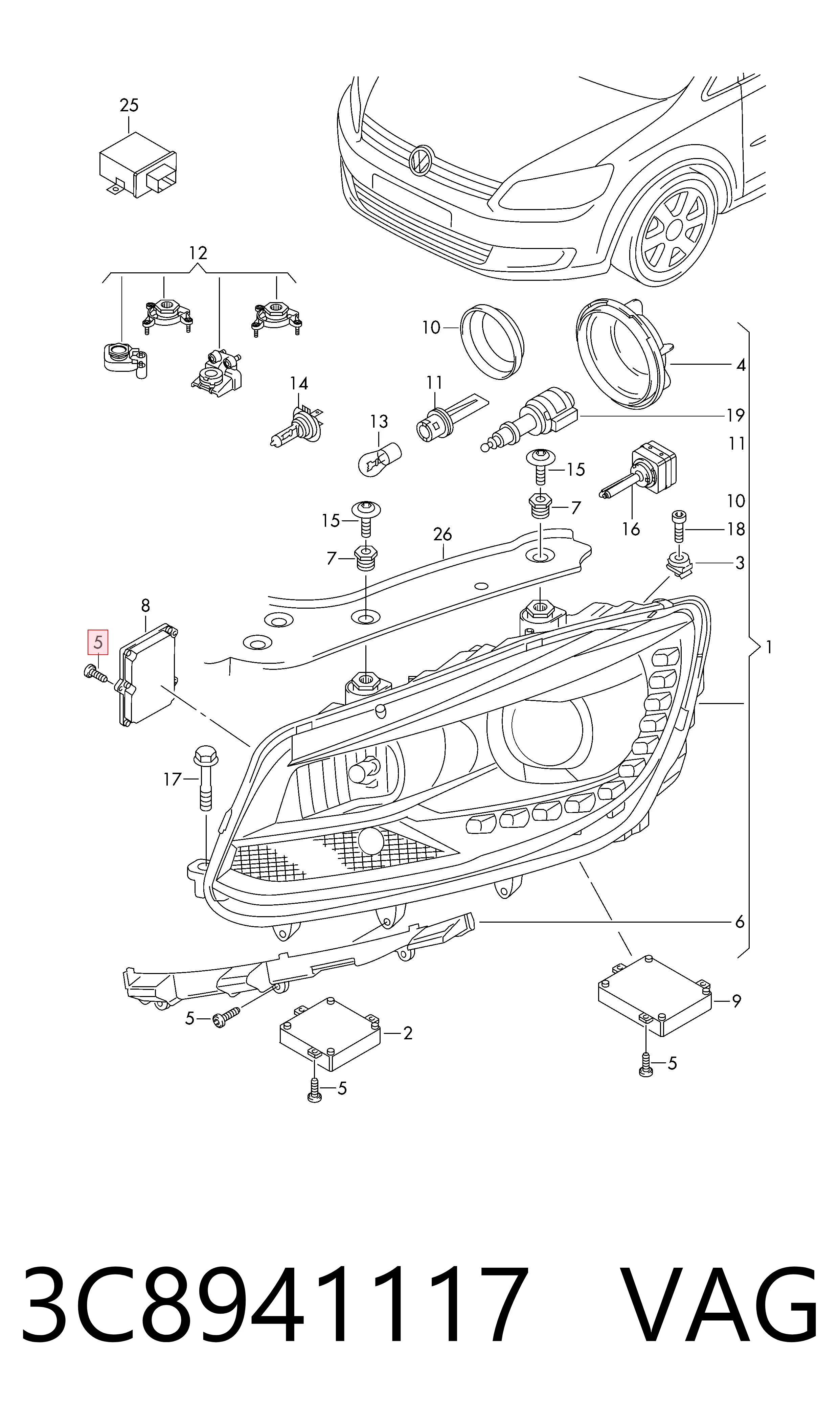  VAG 3C8941117 preço, a partir de 2,04 USD
