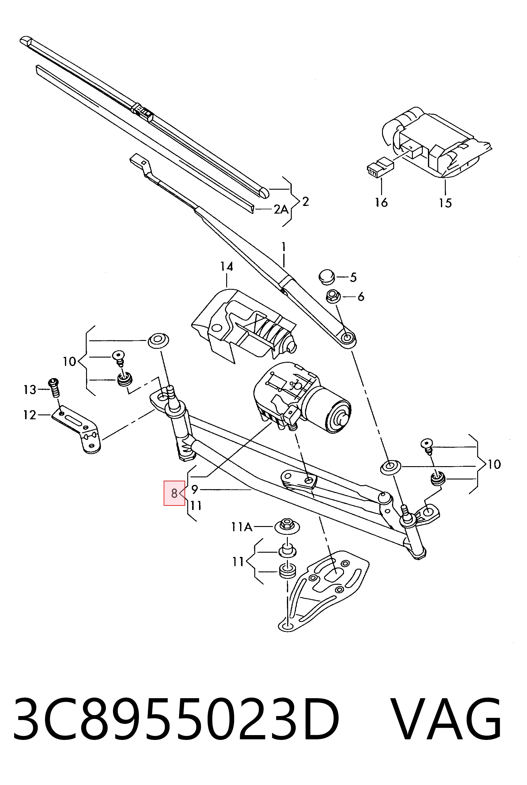 Trapézio de limpador pára-brisas para Volkswagen Passat CC B6 357